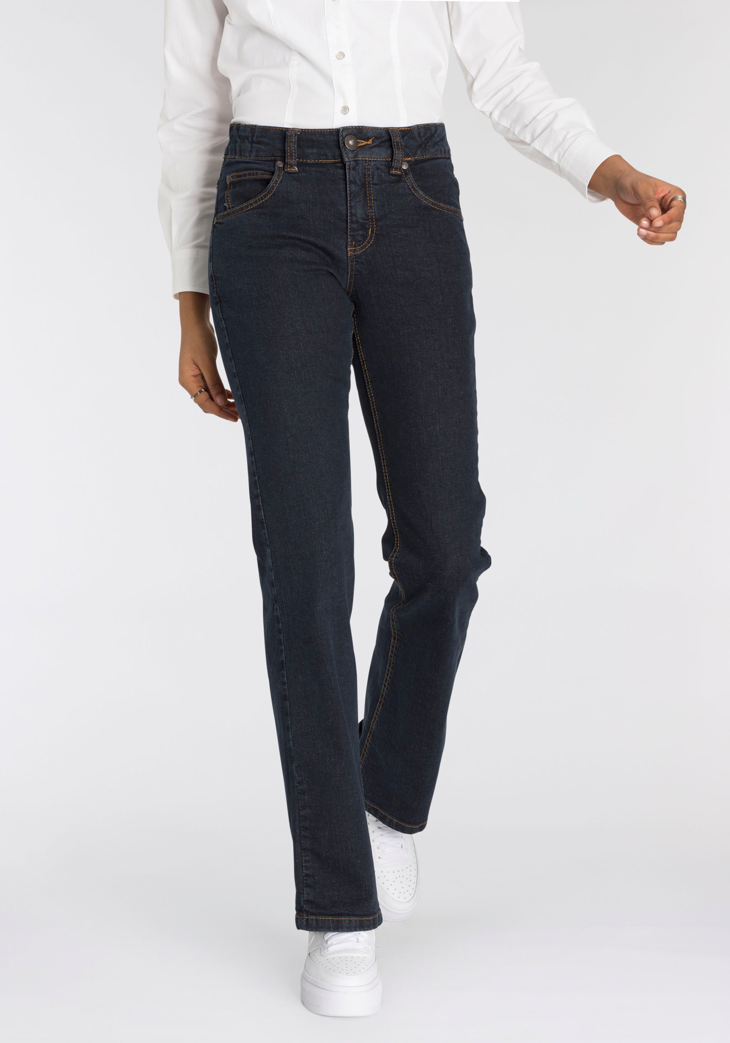 Bootcut-Jeans Bund mit seitlichem Gummizugeinsatz