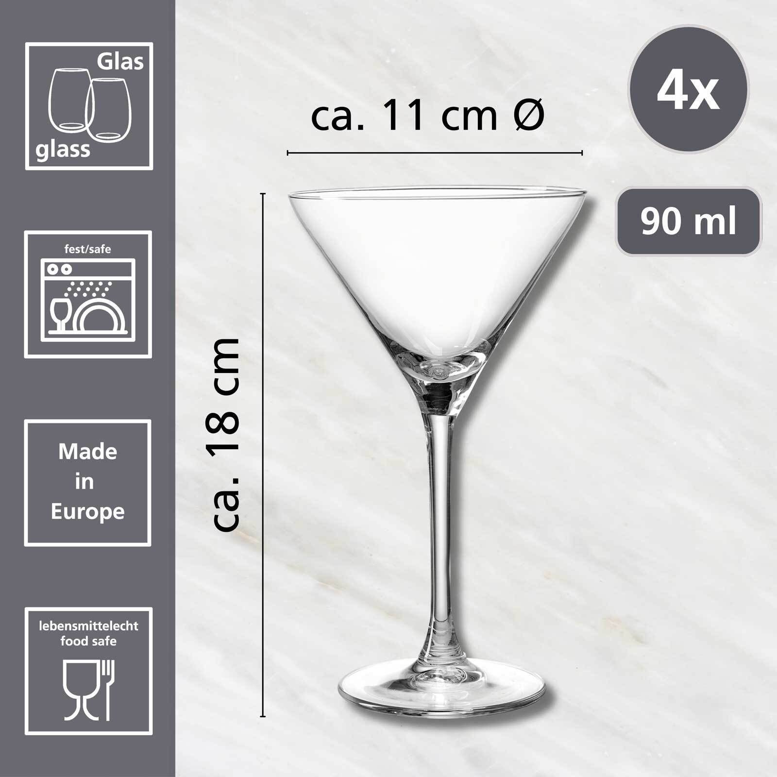 Ritzenhoff & Breker Martiniglas Rumba Martinigläser 90 ml 4er Set, Glas