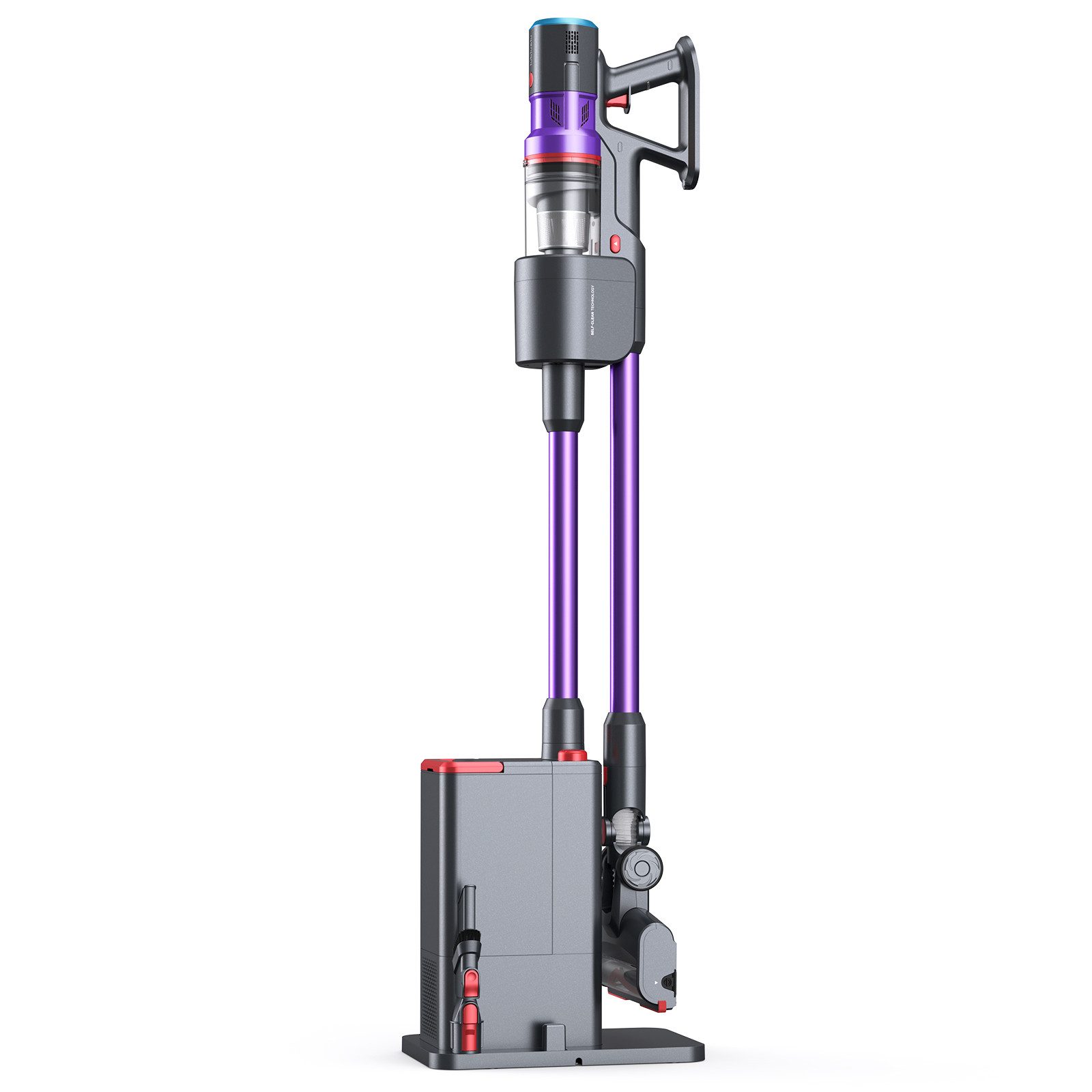 lubluelu Akku-Hand-und Stielstaubsauger X1000 Kabelloser Akku Staubsauger mit 2,5L Absaugstation 27kPA, 400 W, mit Beutel, Anti-Tangle-Bodenbürste / mit Auto Empty Funktion und Duftbox