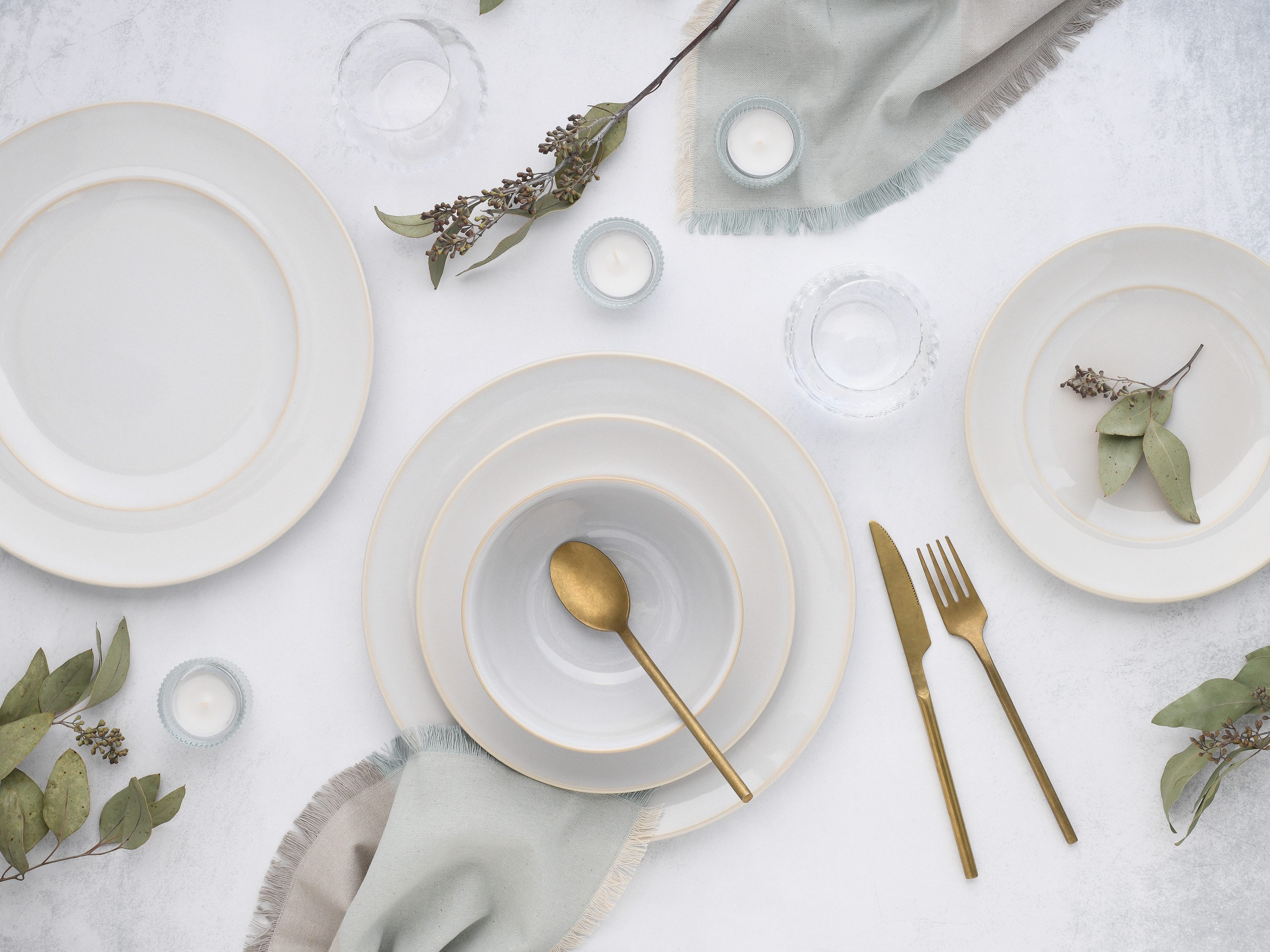 CreaTable Teller-Set Geschirr-Set Antique (12-tlg), 4 Personen, Steinzeug, Service, weiß, Trendfarbe Offwhite, 12 Teile, für 4 Personen