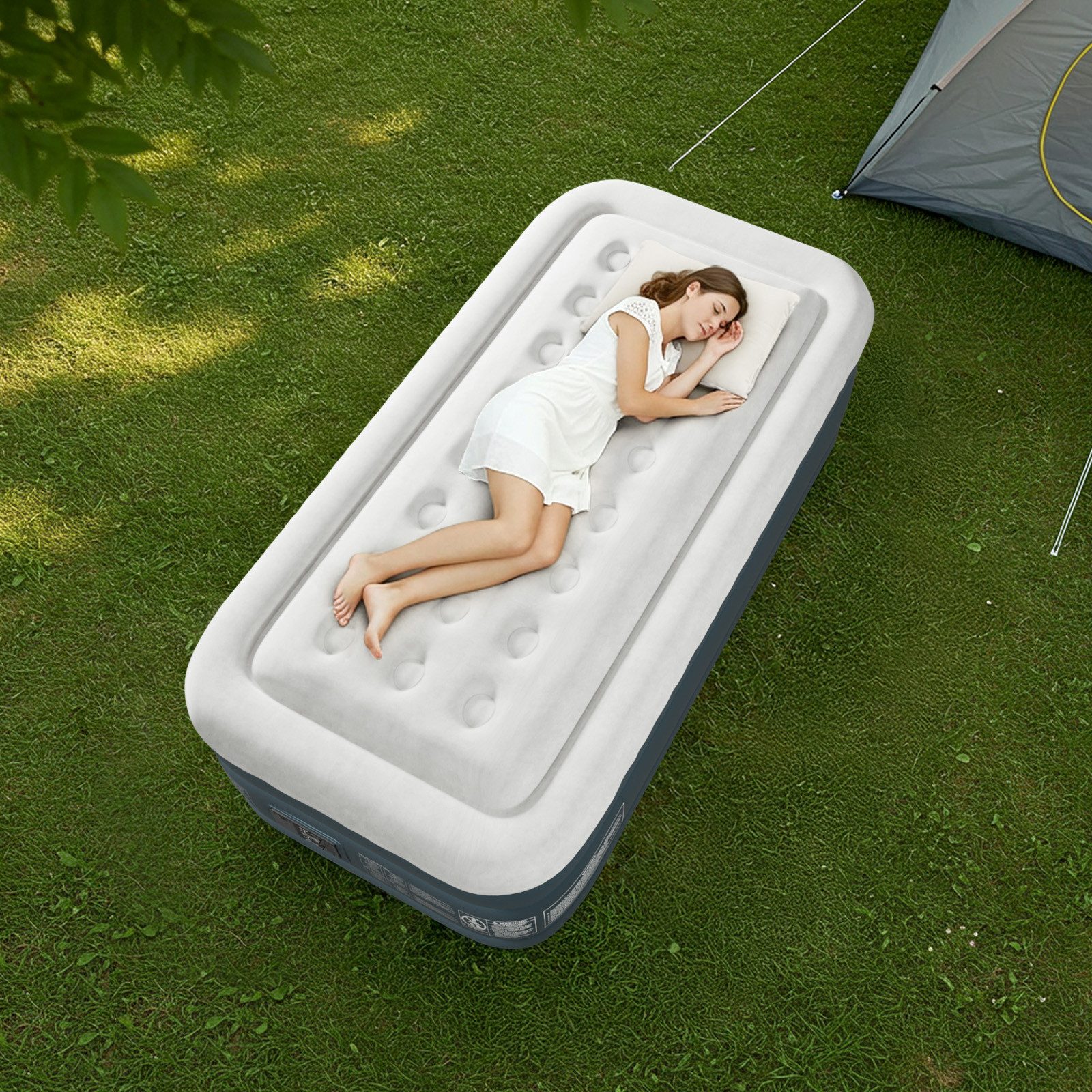 LALAHO Luftmatratze mit eingebauter Pumpe,Isomatte Camping Outdoor,190 x 99 x 45CM, Einzel-Luftbett, selbstaufblasend, wasserdicht, inkl. Pumpe, Tasche