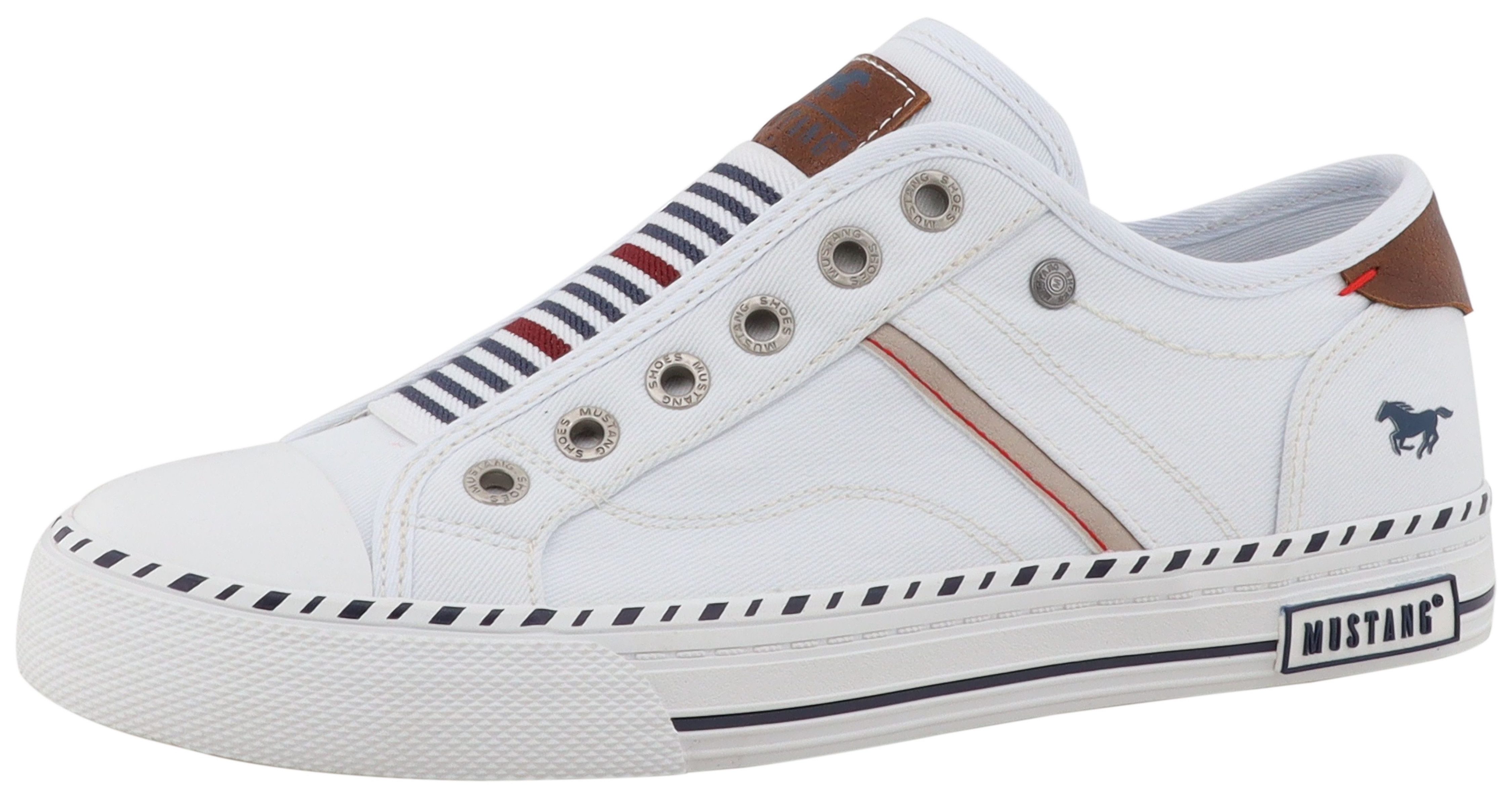 Mustang Shoes Magdalena Slip-On Sneaker Freizeitschuh, Slipper, Schlupfschuh mit Kontrastbesätzen