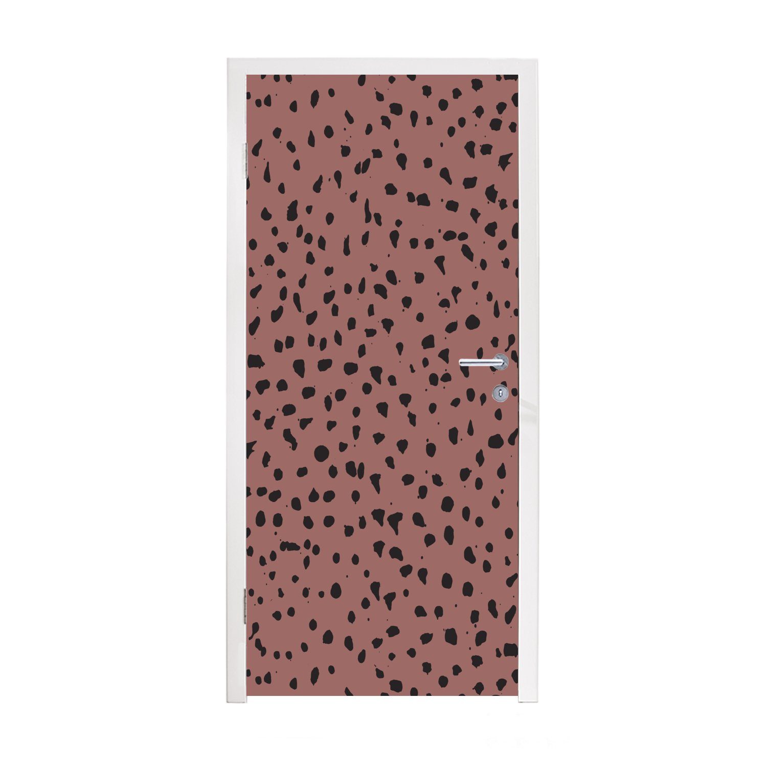 MuchoWow Türtapete Polka dots - Muster - Schwarz, Matt, bedruckt, (1 St), Fototapete für Tür, Türaufkleber, 75x205 cm