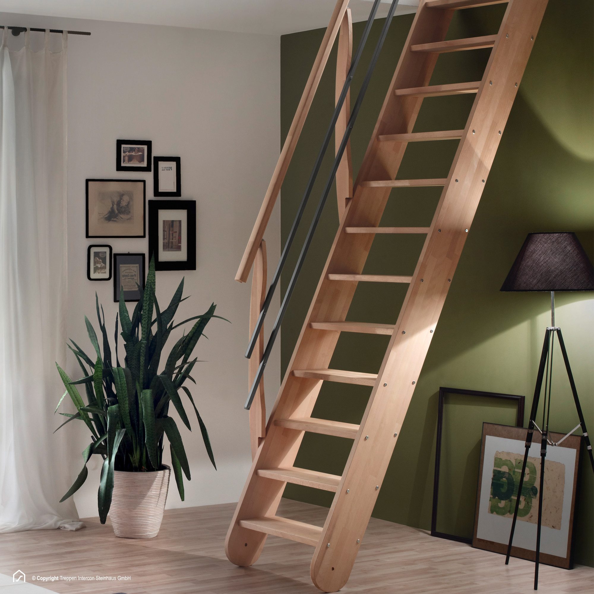 Treppen Intercon Raumspartreppe Living, für Geschosshöhen bis 285 cm, Stufen offen, variabler Neigungswinkel