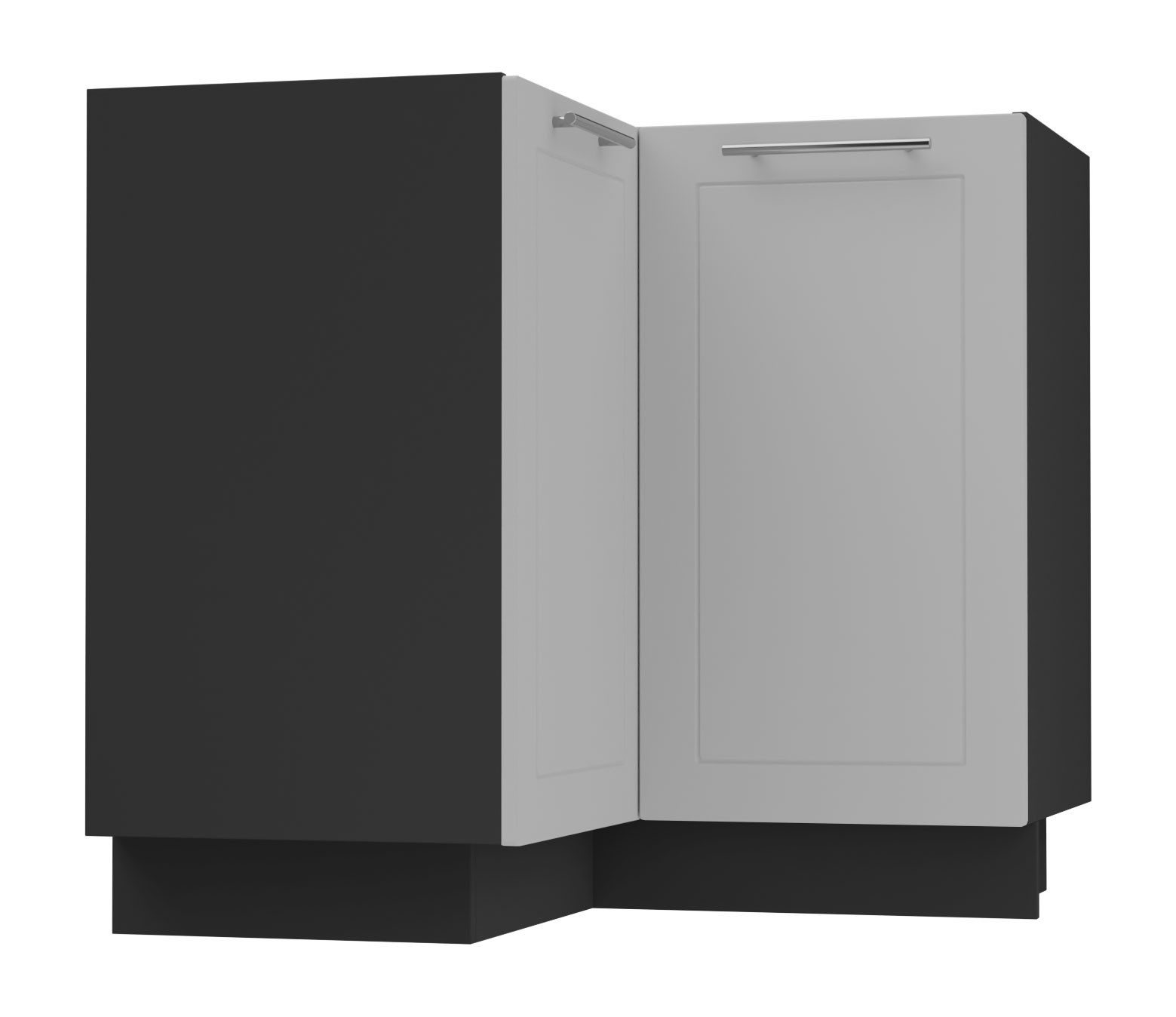 Feldmann-Wohnen Eckschrank Kvantum (Türscharniere mit Soft-Close-Funktion, 1-St., Fronten mit dekorativen Fräsungen und leicht abgerundeten Ecken) 90x90x82cm schwarz - dust grey matt (Q-D12/90)