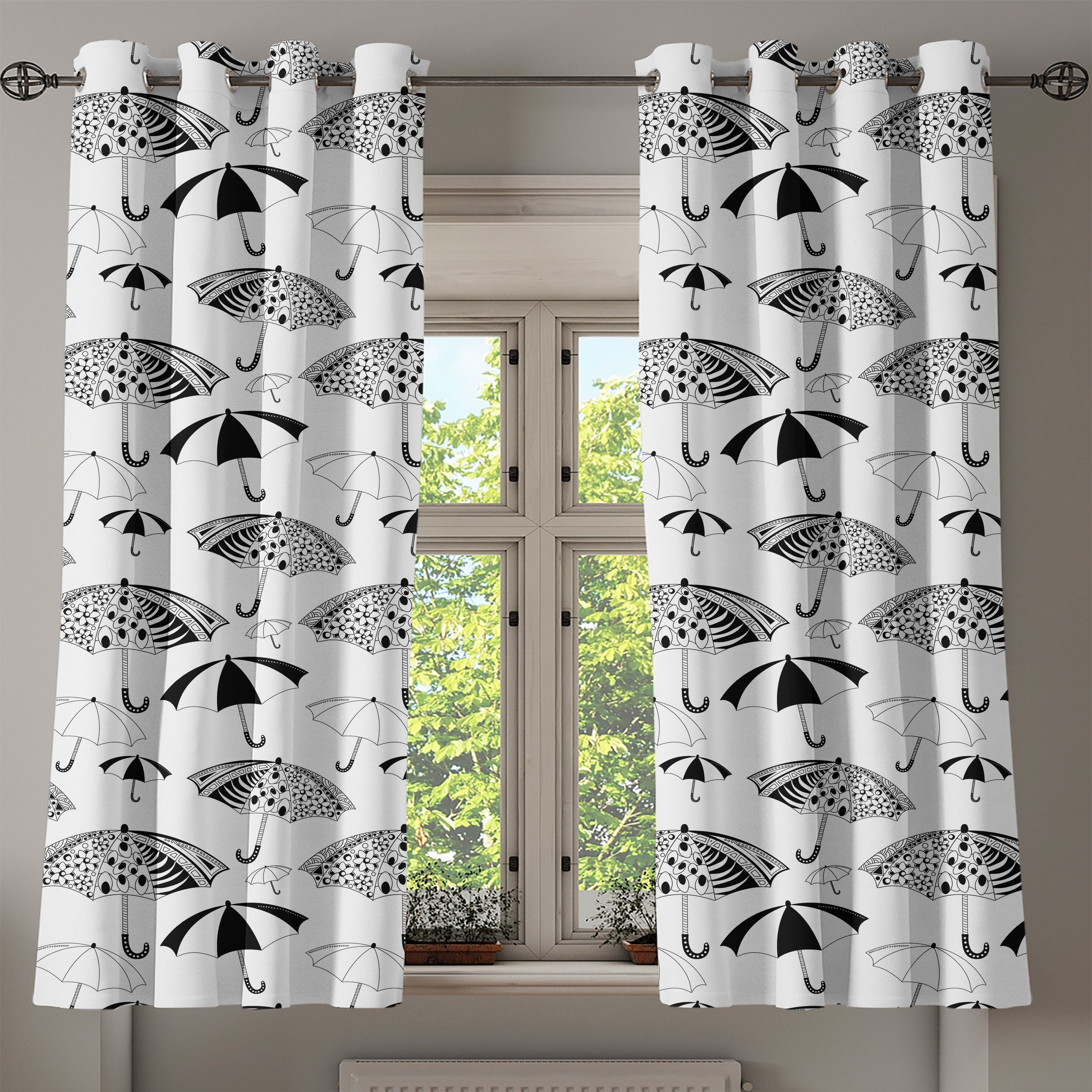 Gardine Dekorative 2-Panel-Fenstervorhänge Schlafzimmer Regenschirme Aufwändige Wohnzimmer, für Abakuhaus, Weiß