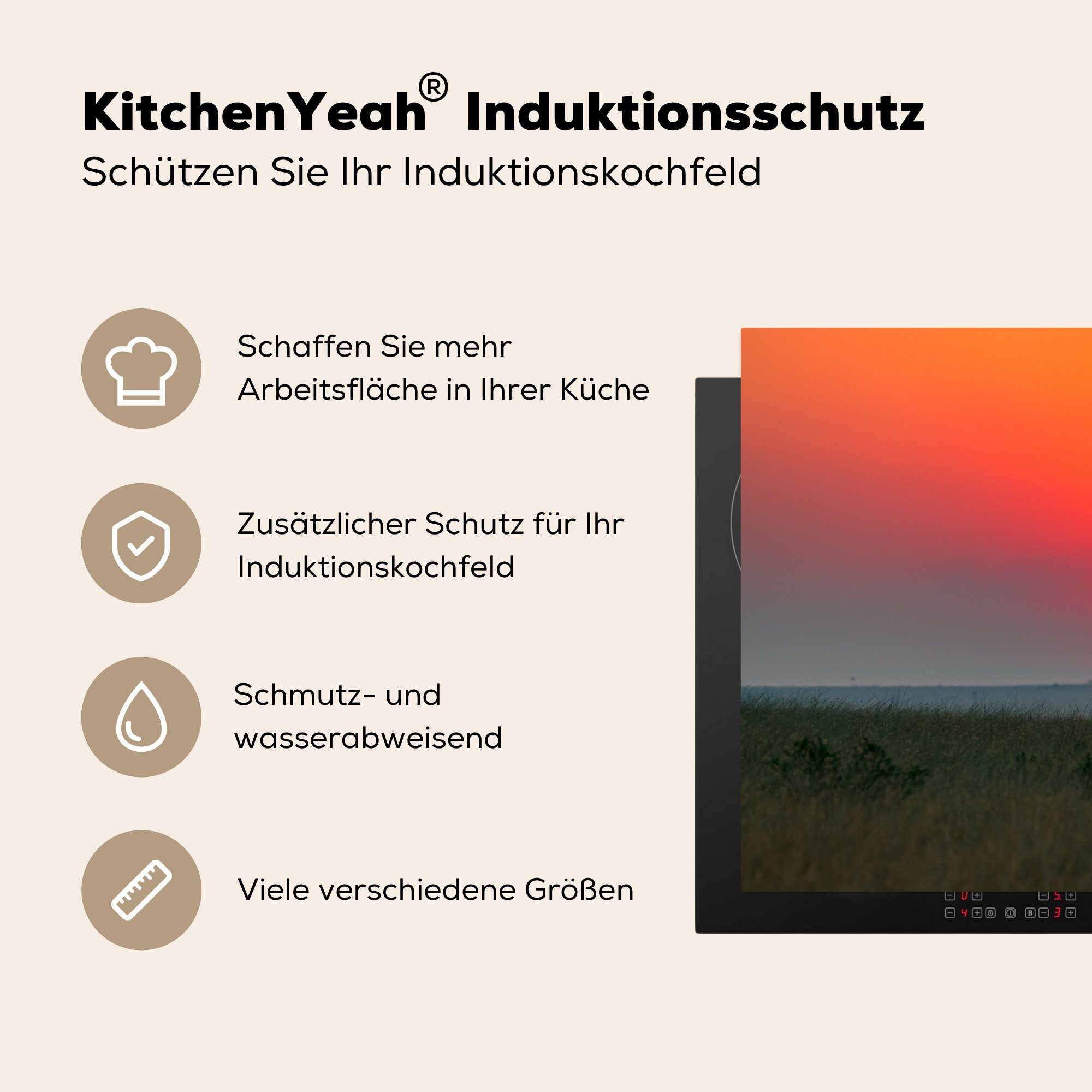 MuchoWow Herdblende-/Abdeckplatte Giraffe - Sonne die Himmel, Schutz Induktionskochfeld Vinyl, küche, tlg), (1 - cm, 81x52 Ceranfeldabdeckung für