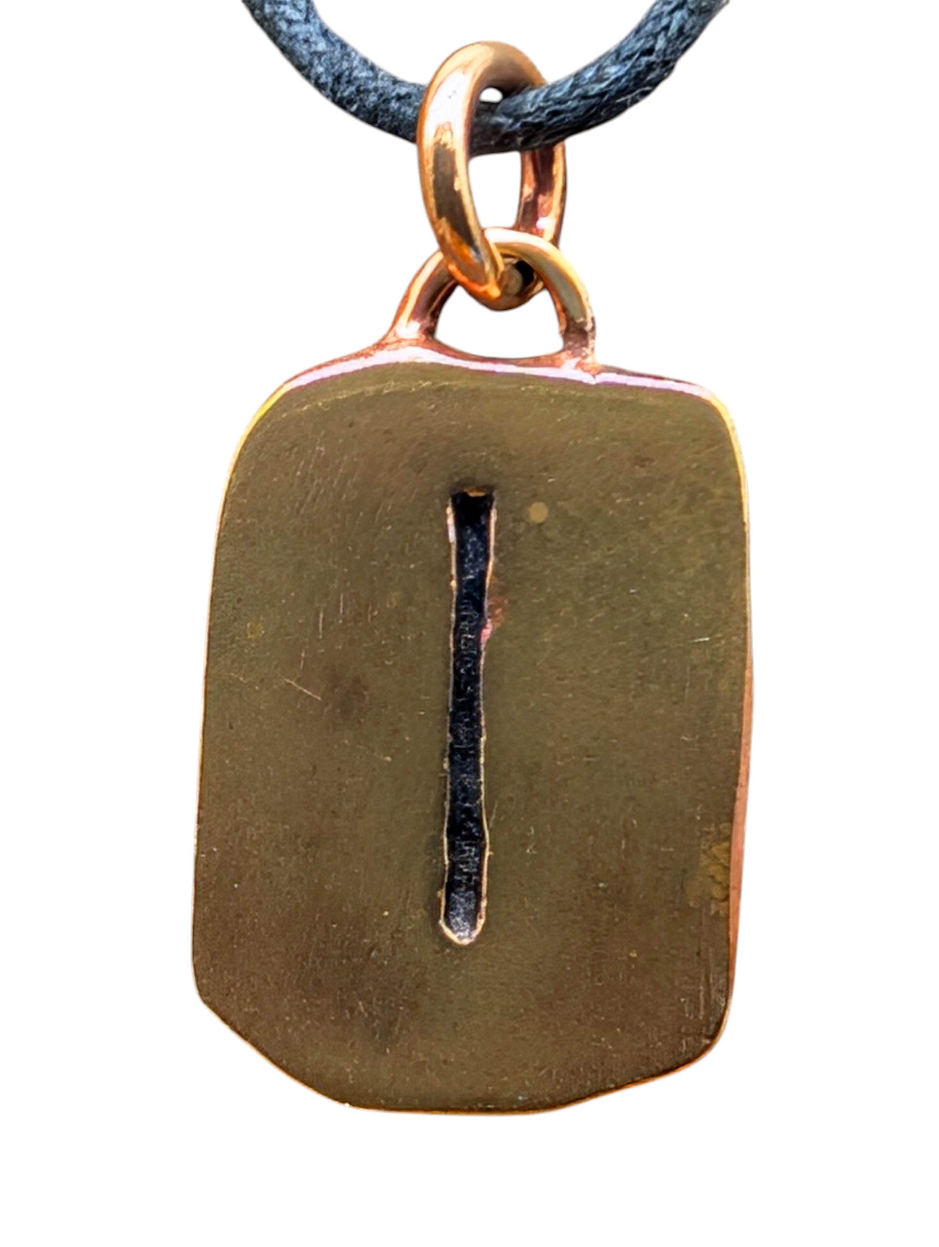 Kiss of Leather Kettenanhänger Rune Runen Anhänger Bronze Buchstabe I Isa Is Eis Rückzug Stillstand