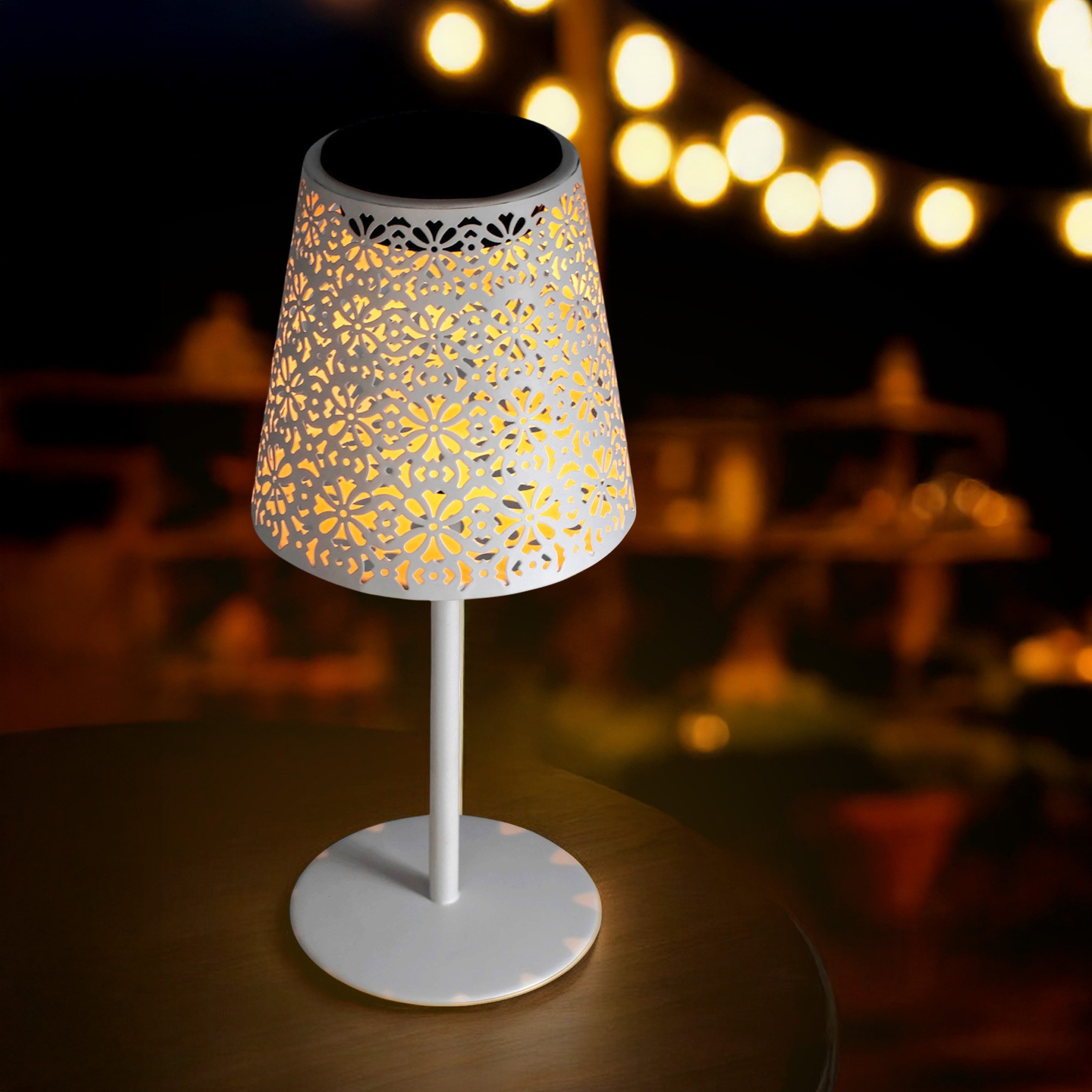 LED Dekolicht Metall Tischleuchte weiß im Retro Stil