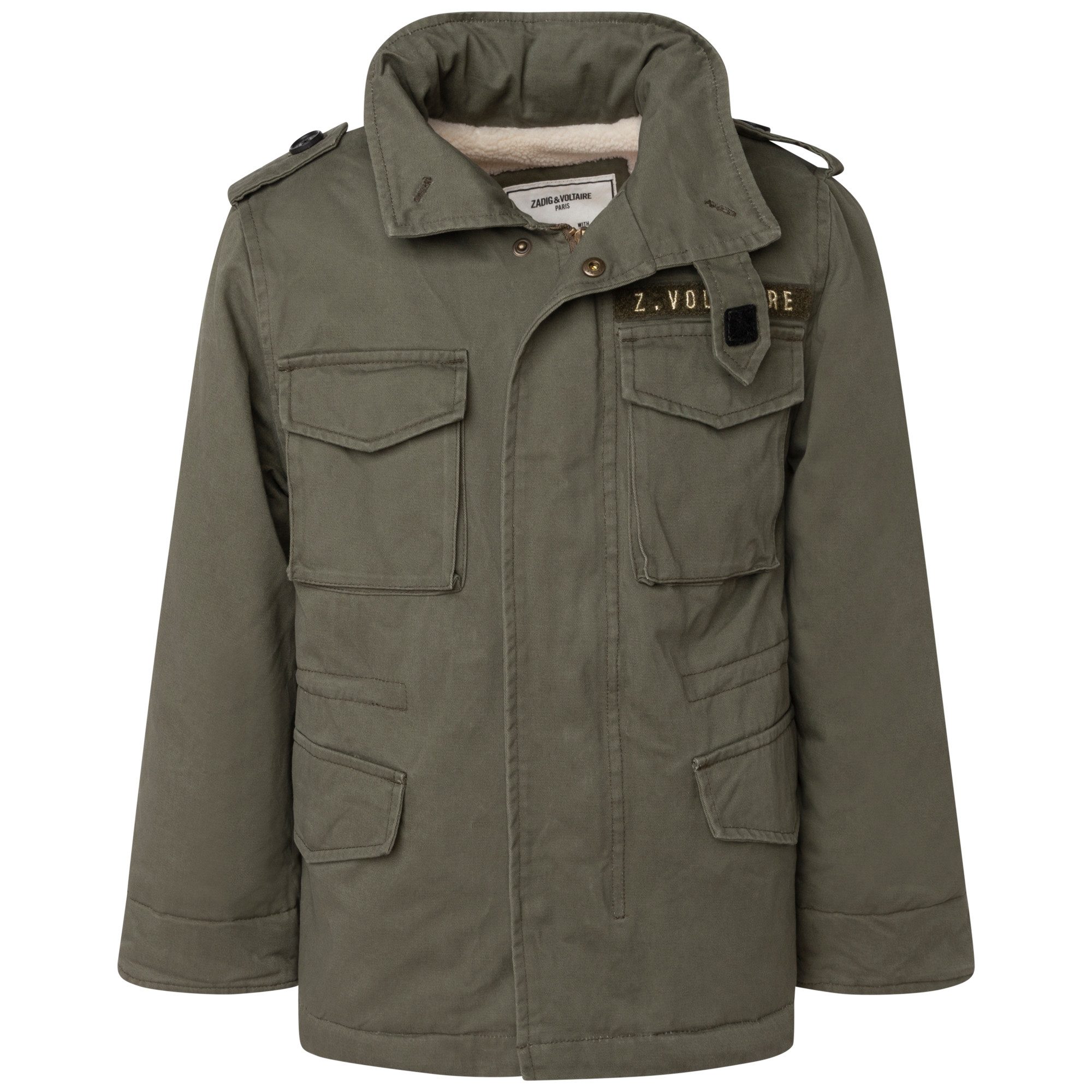 ZADIG & VOLTAIRE Parka Zadig & Voltaire Parka Jacke khaki oliv wasserabweisend Rückenmotiv