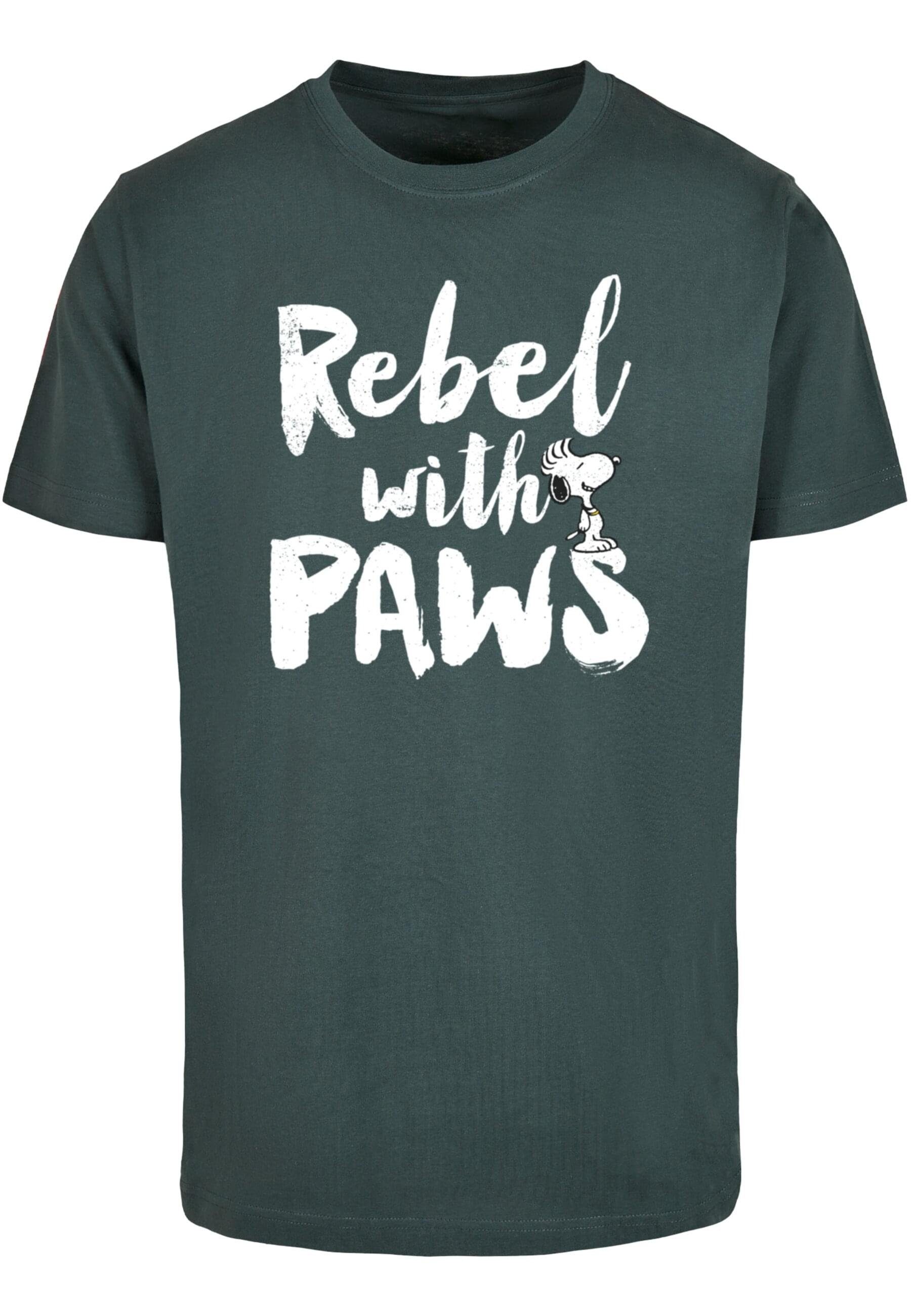 paws Herren - T-Shirt Neck Merchcode Rebel T-Shirt (1-tlg) Peanuts with bottlegreen Round