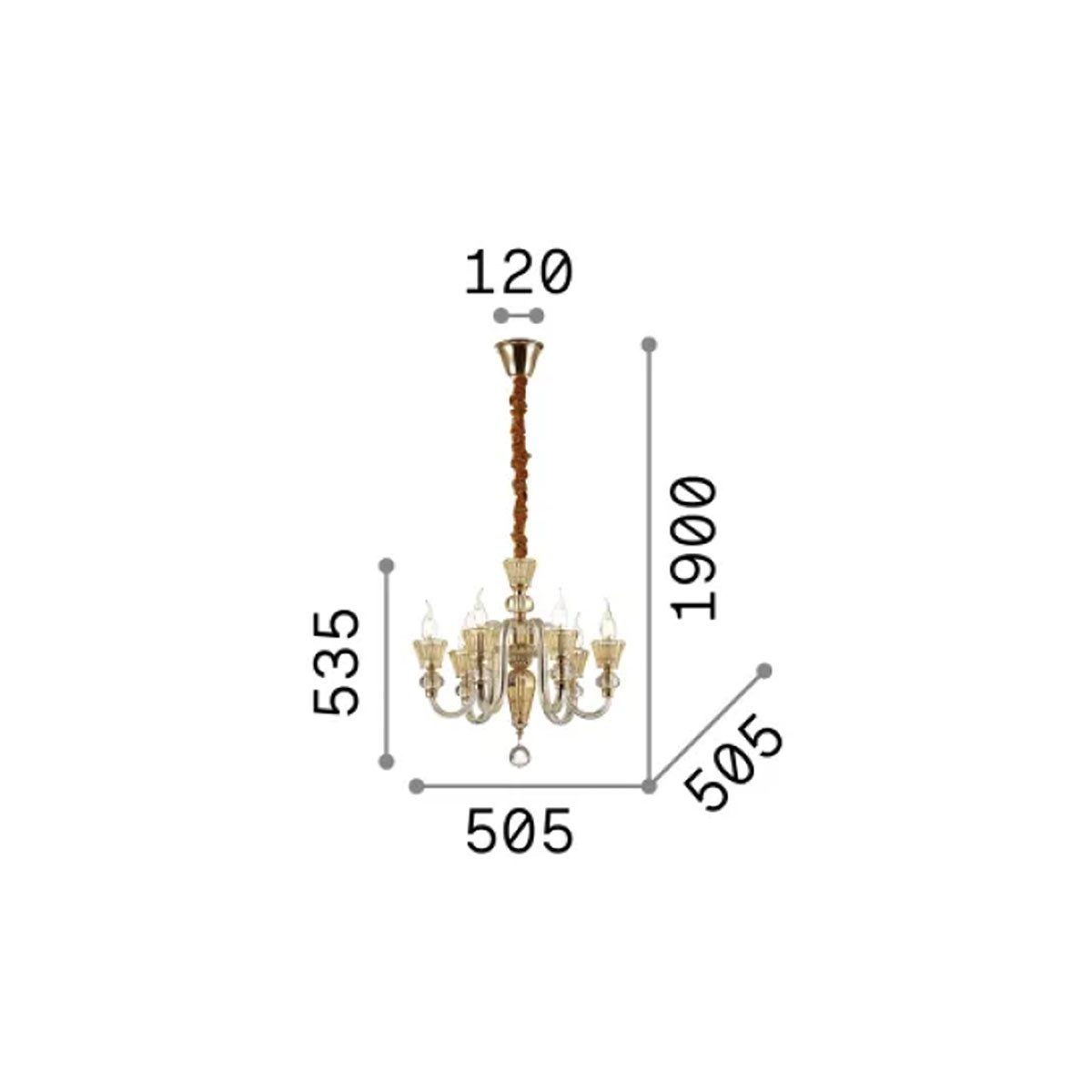 Ideal Lux Kronleuchter Ideal Lux Strauss SP6 Kronleuchter, Ø: 50,5 cm, LED wechselbar, Hängeleuchte E14