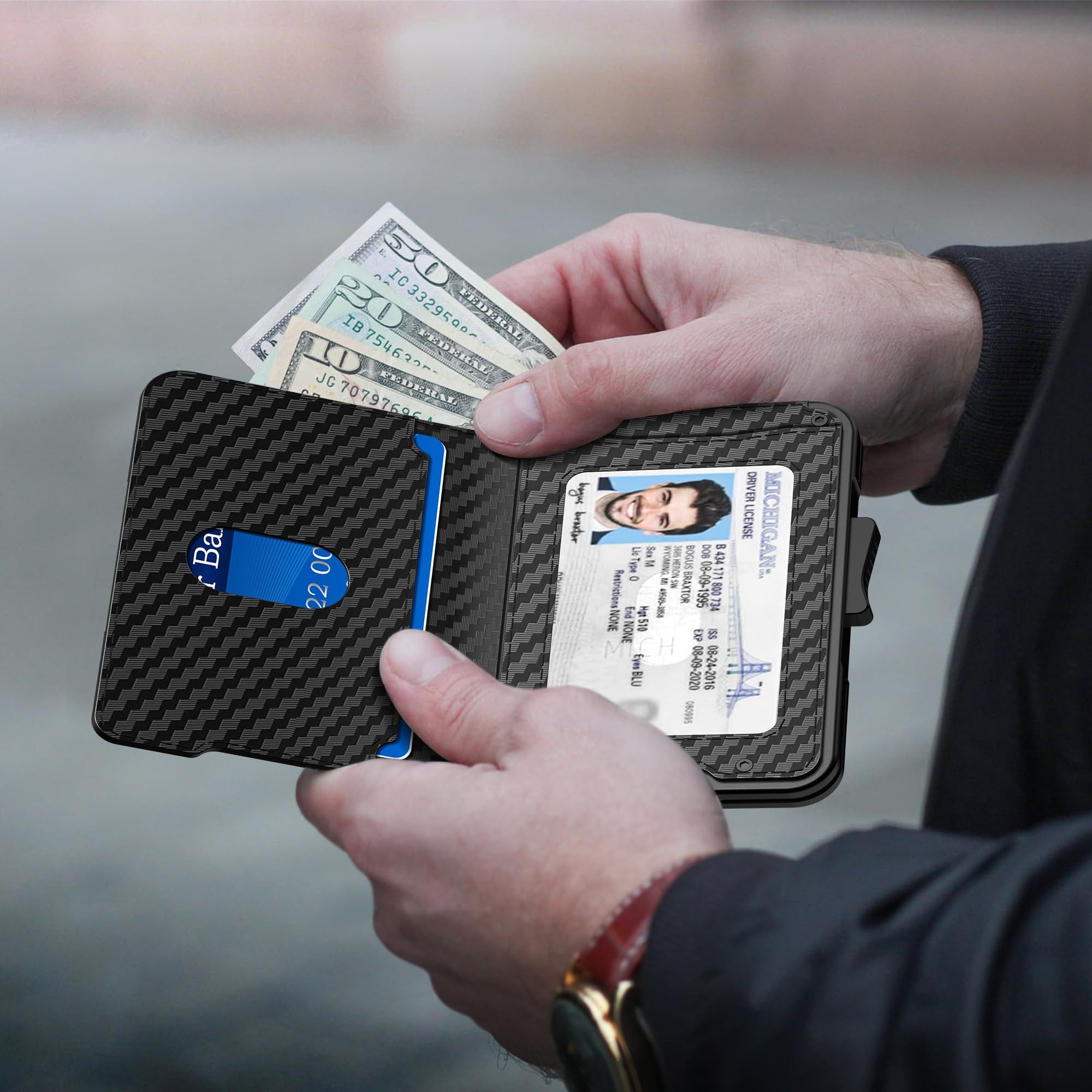 ibettertec Geldbörse Geldbörse Herren mit RFID Schutz, Portmonee Portemonnaie Herren klein (Slim Wallet mit Münzfach, Mini Geldbörse Herren&Damen, Kreditkartenetui Kartenetui-Geldbeutel 15 Karten, Kartenhalter Leather)