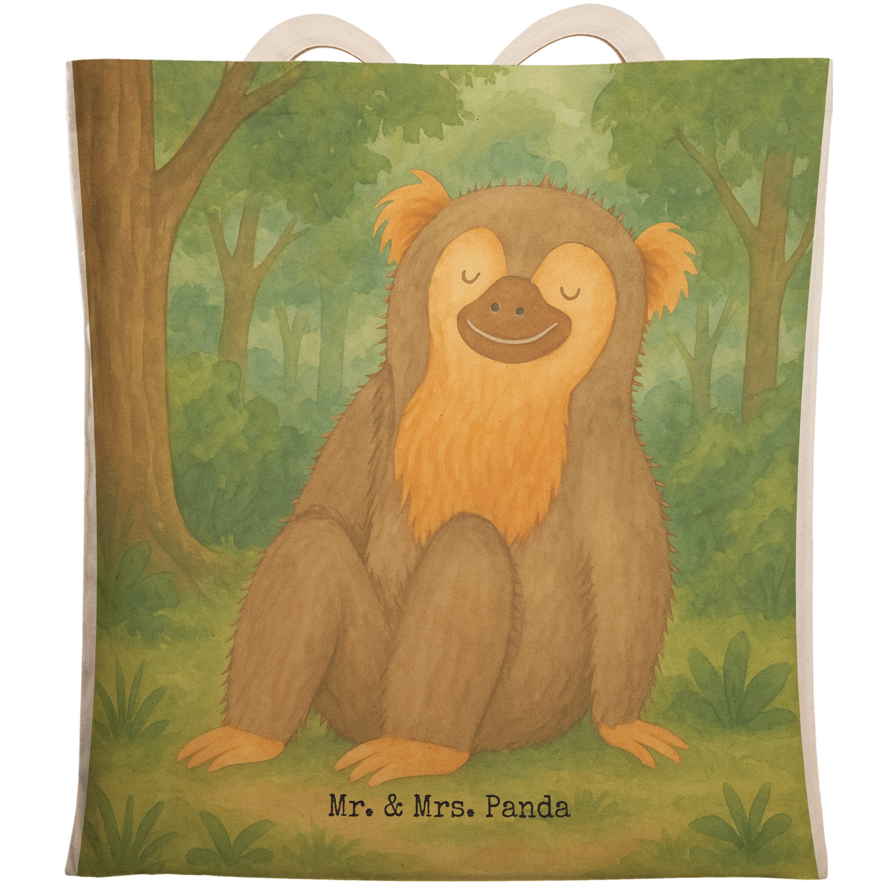 Mr. & Mrs. Panda Tragetasche Affe Design, Strandtasche, Weiß, Afrika, Motivation, Respekt, Schulte (Packung, 1-tlg)