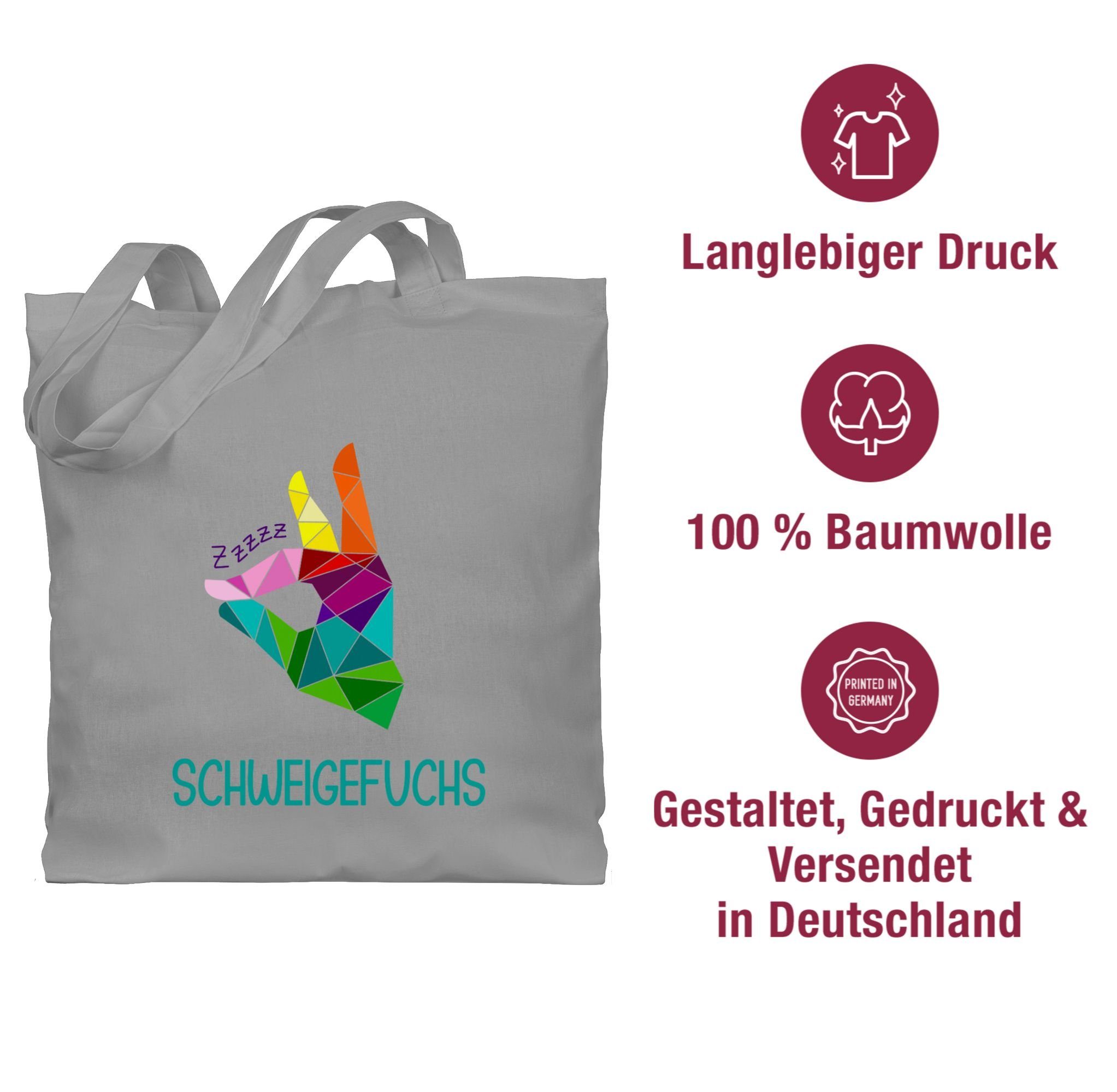 Shirtracer Baumwolltasche 'Schweigefuchs Flüsterfuchs' – 42x38 Cm, Für Lehrer & Schule