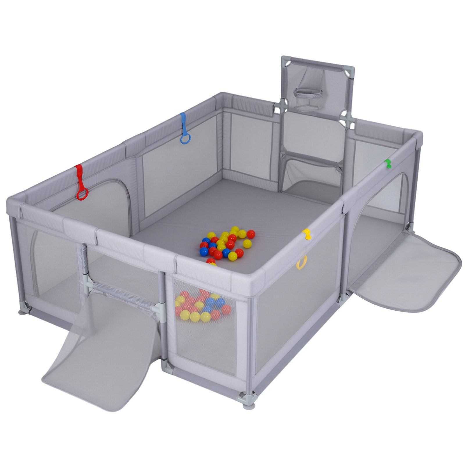 COSTWAY Laufstall (1-tlg), Laufgitter Baby Faltbar, mit Tragetasche, 50 Spielbällen, 207x145cm