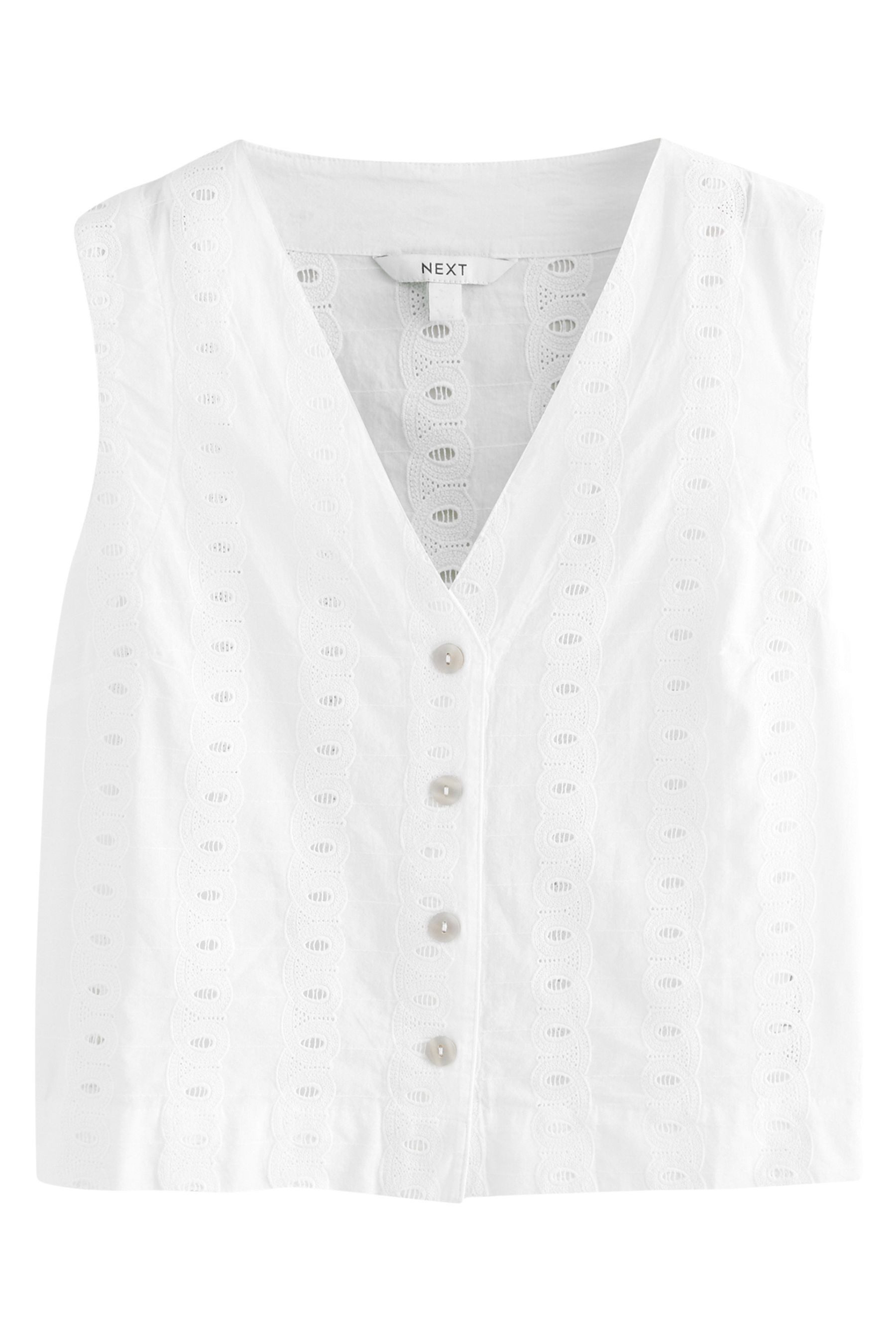 Next Anzugweste Weste mit Knopfleiste und Lochstickerei (1-tlg) günstig online kaufen