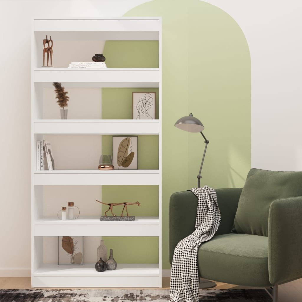 furnicato Bücherregal Bücherregal/Raumteiler Weiß Holzwerkstoff 80x30x166 cm