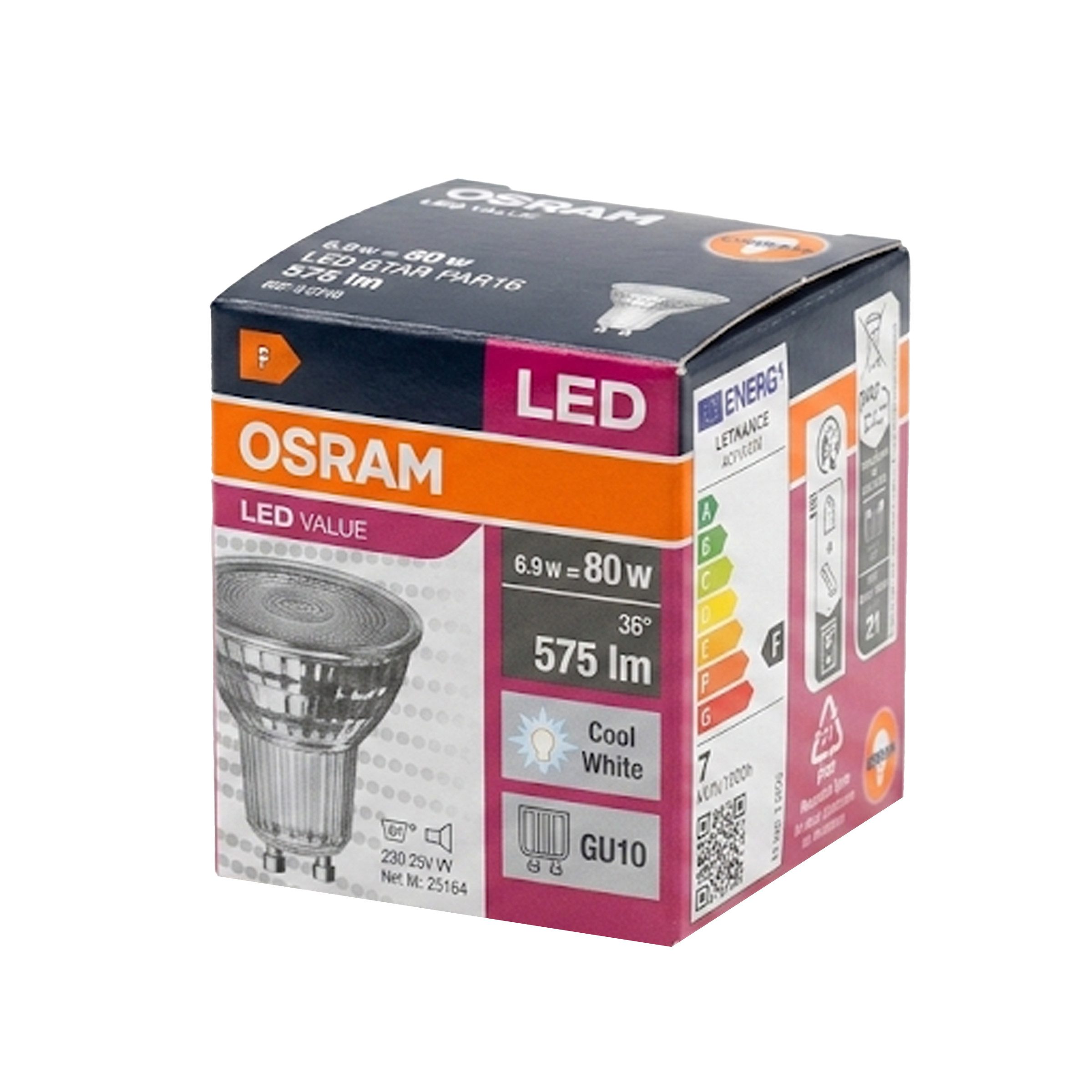 Osram LED-Leuchtmittel Osram LED STAR PAR16 6,9W/840 GU10 – Kaltweiß 60° (10er-Pack), 10 St.