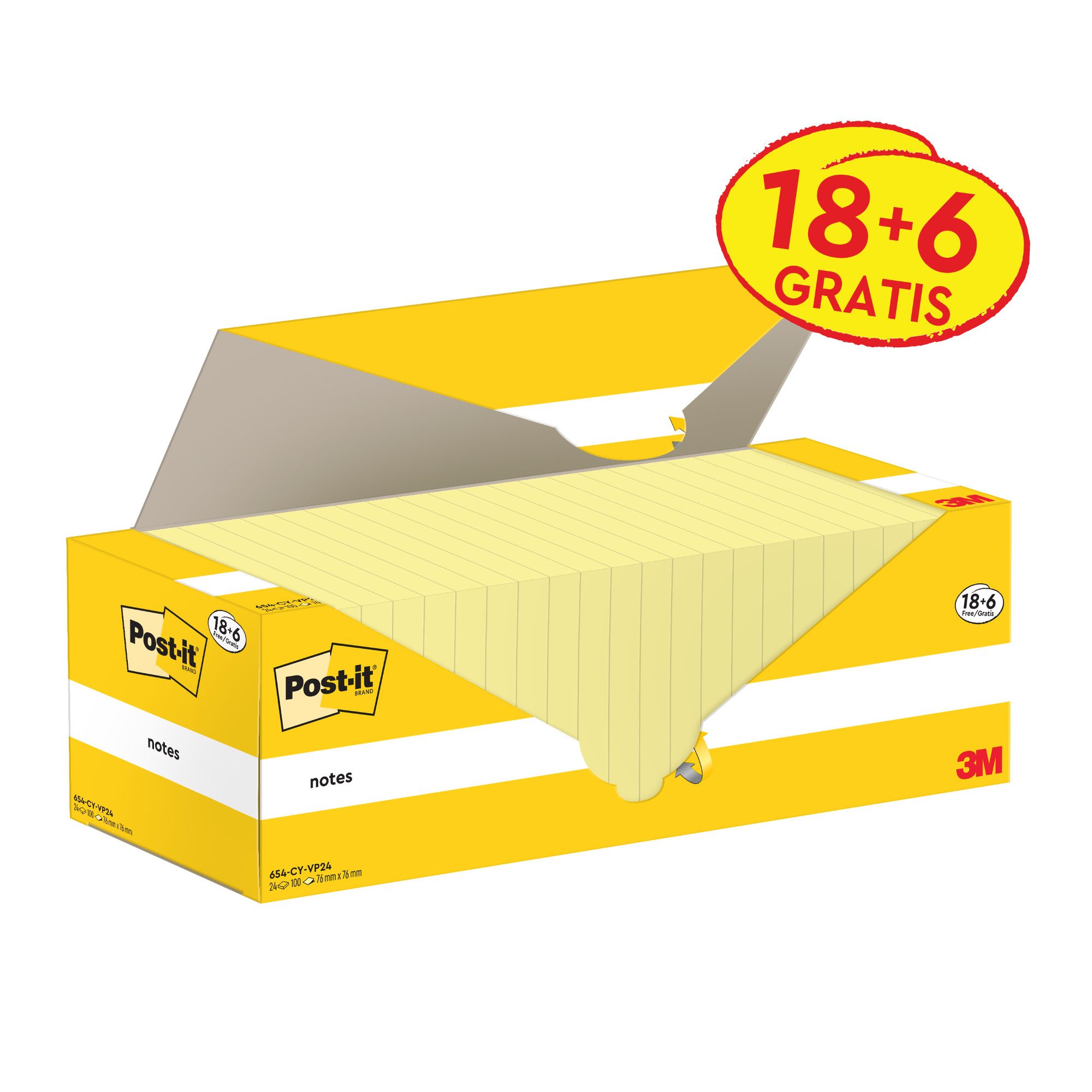 Post-it Notes Haftnotizblock Haftnotiz Notes 655-CY-VP24 127x76mm sortiert 24x100 Blatt