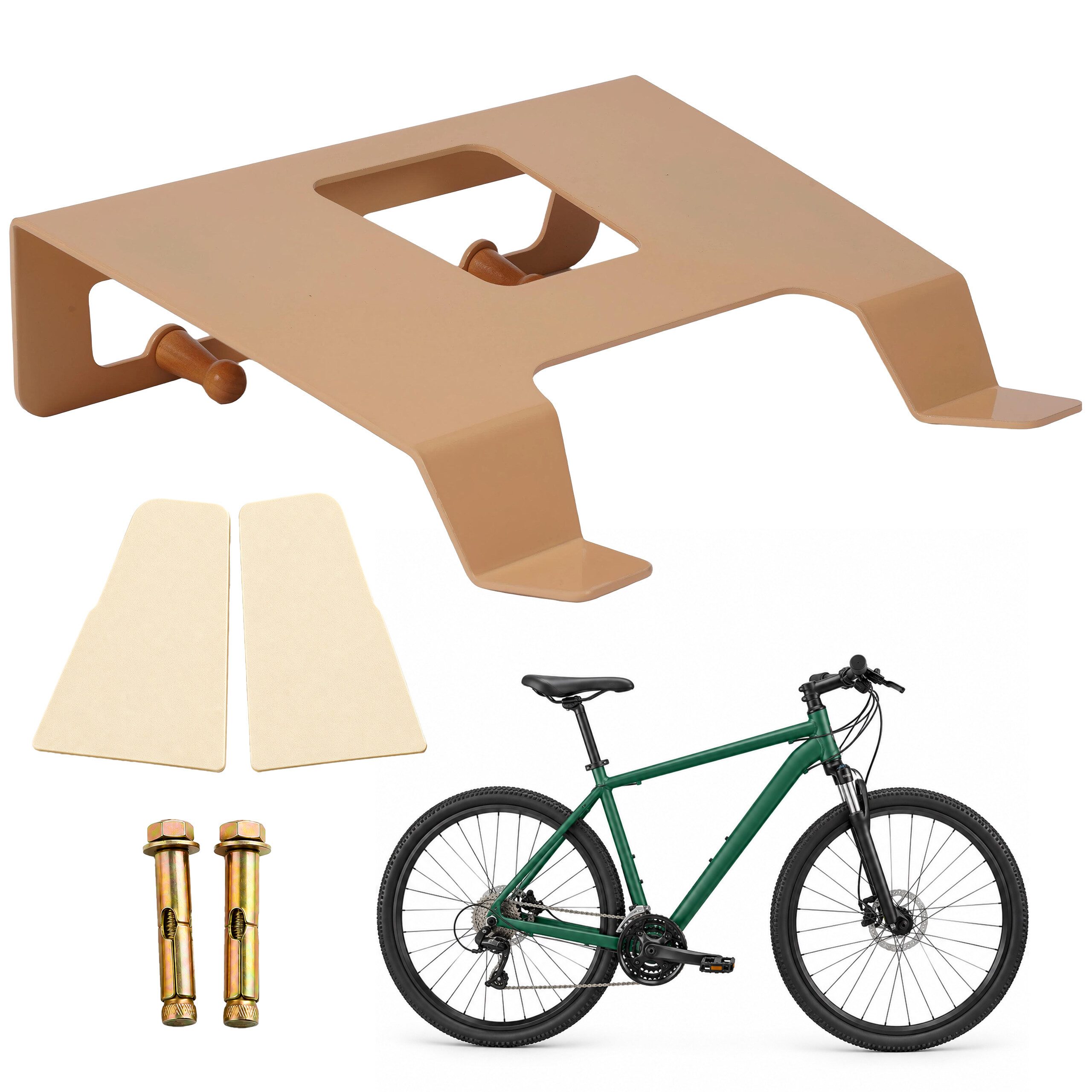 relaxdays Fahrradwandhalterung 3in1 Fahrradwandhalterung Ablage & Haken (5-tlg), weiß