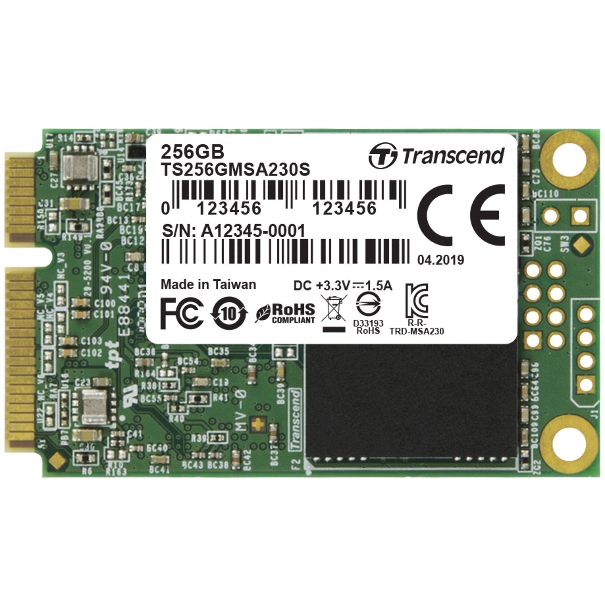 Transcend 230S 256 GB mSATA SSD-Festplatte (256 GB) Steckkarte"