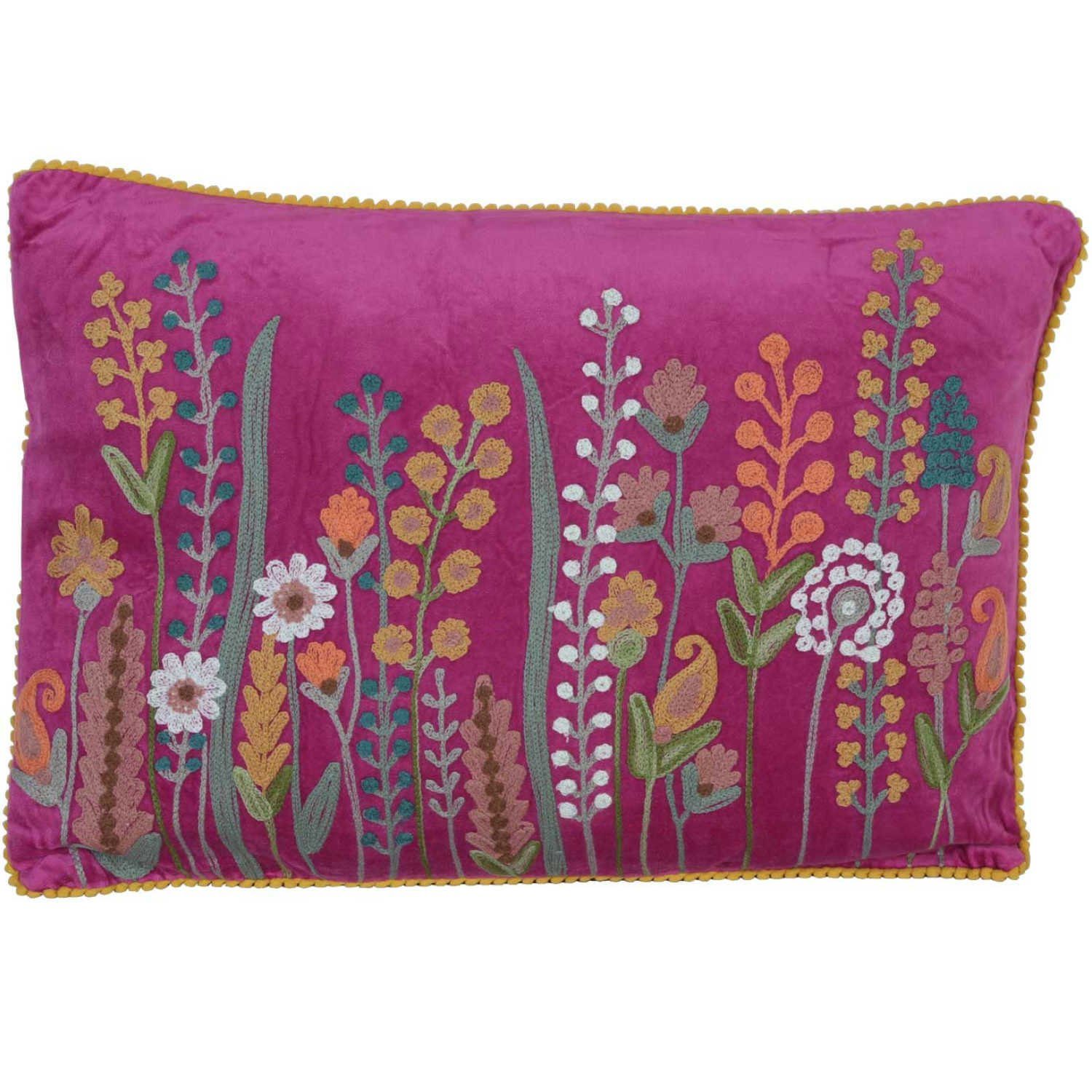 Casa Moro Dekokissen Samt Kissen Santa 48x30 mit Bommeln & Füllung, Kissenhülle mit Füllung