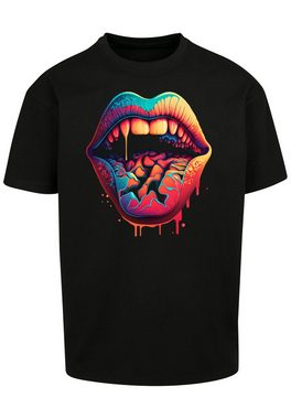 F4NT4STIC T-Shirt Drooling Lips OVERSIZE TEE Print