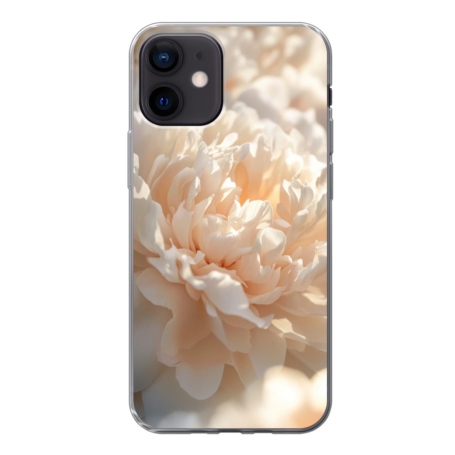 MuchoWow Handyhülle für Apple iPhone 12 Nahaufnahme - Pfingstrose - Hellrosa, Smartphone-Bumper, Print, Handy Schutzhülle Dünn