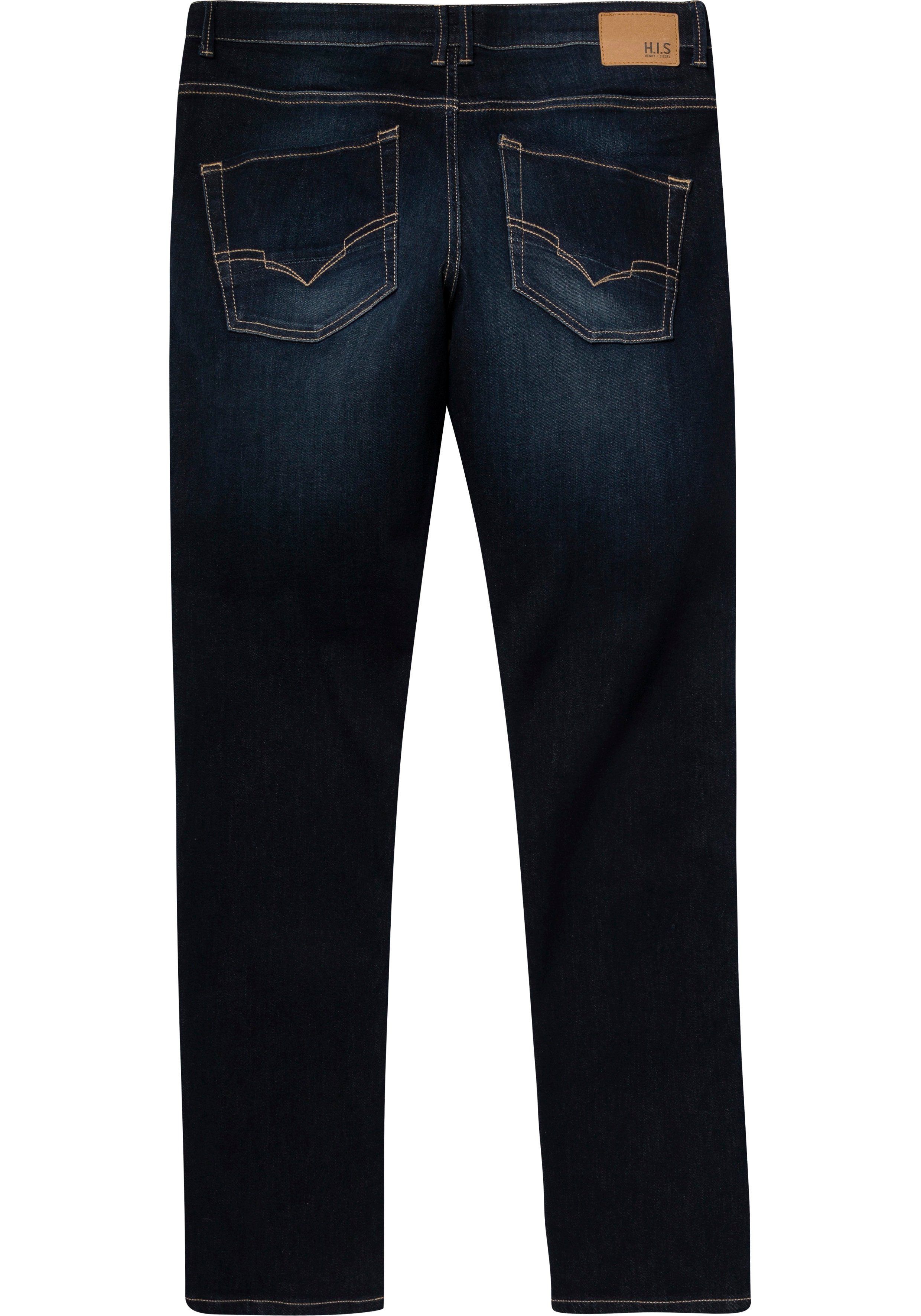 H.I.S Straight-Jeans CROSBY Ökologische, wassersparende Ozon Wash Produktion durch darkblue-used