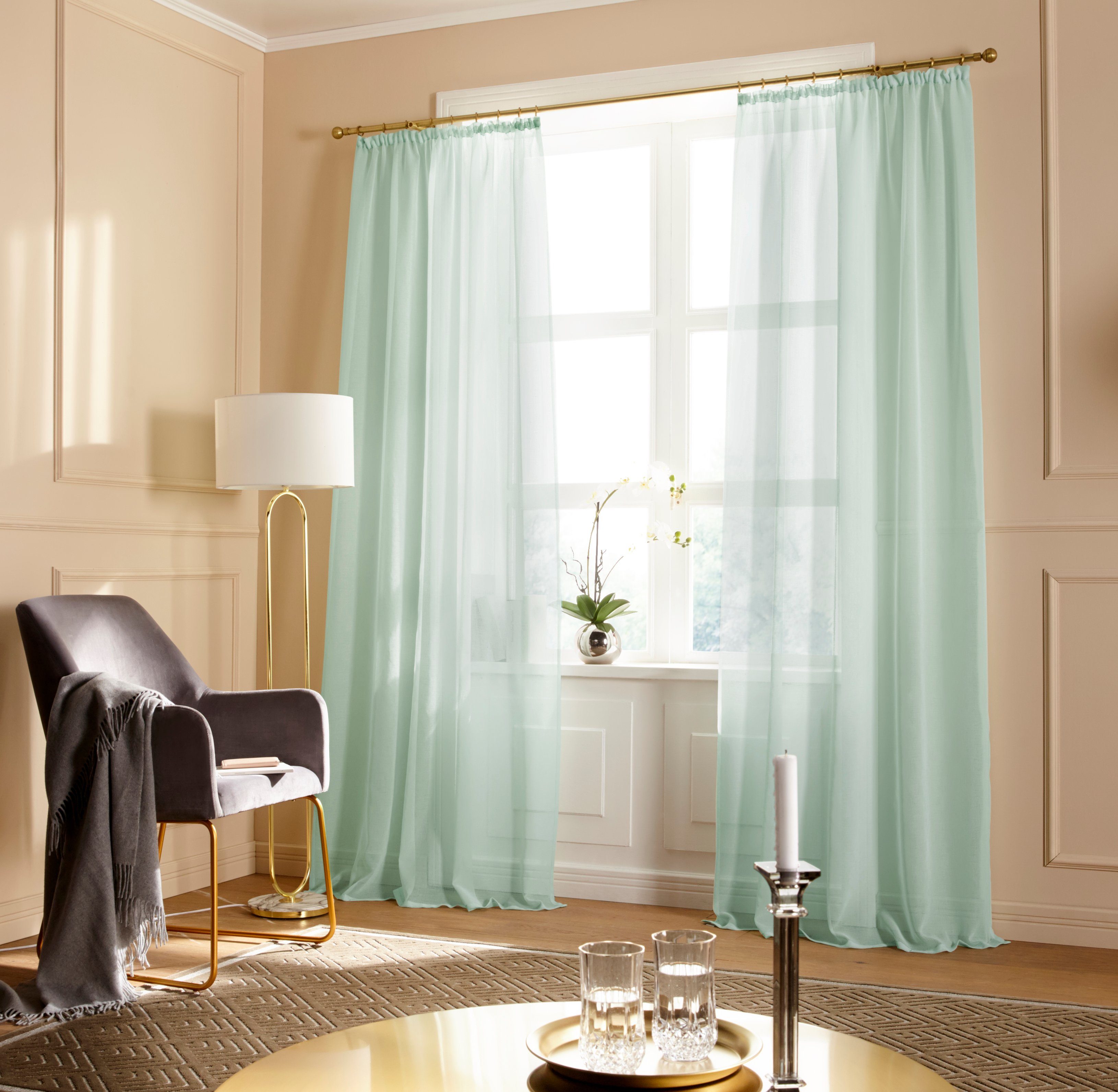 my home Gardine TENDER (1 St), Kräuselband, halbtransparent, Leinen Optik m günstig online kaufen