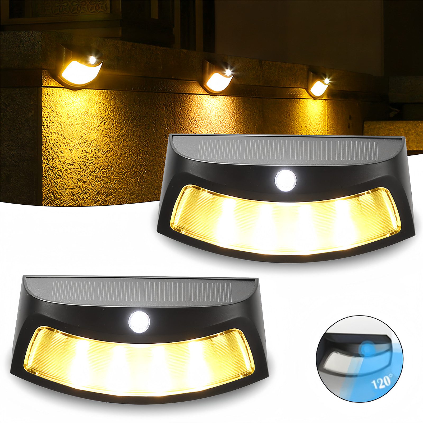 BlingBin Wandleuchte LED Solarleuchte Solar Wandlampen Lichtgesteuerte