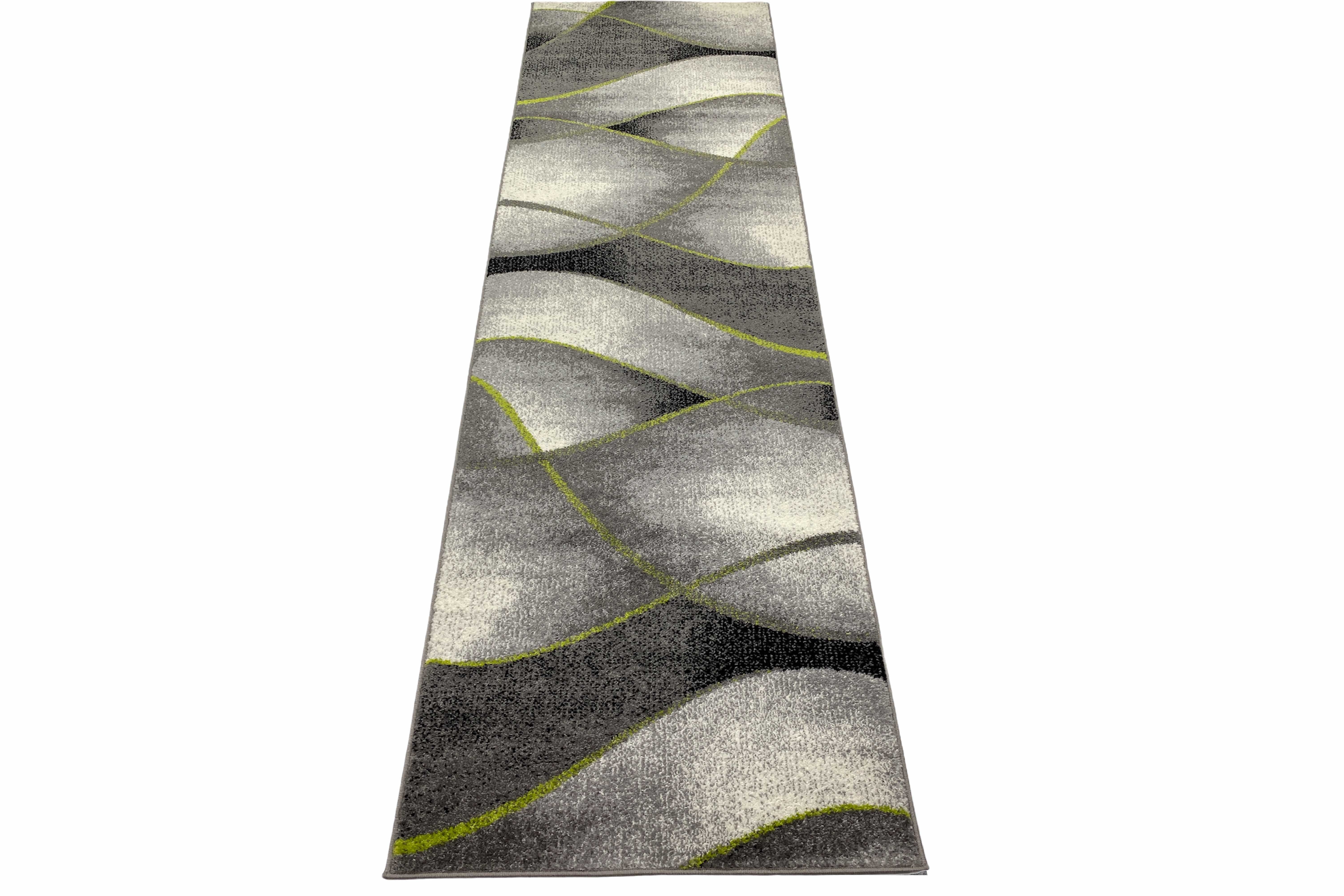 Carpetia Teppich Teppich Wohnzimmer Wellen Design in grau anthrazit grün - pflegeleicht, rechteckig, Höhe: 8 mm
