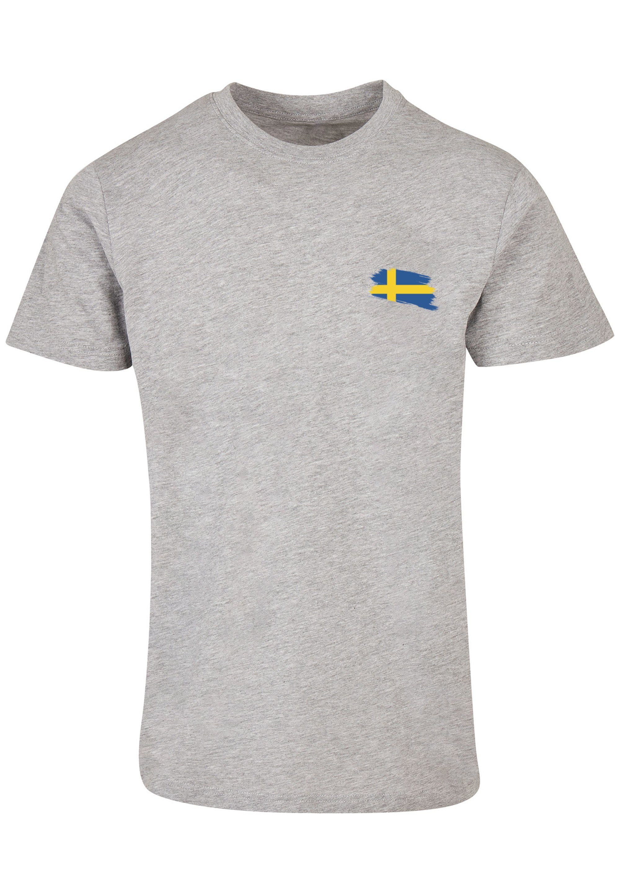 F4NT4STIC Schweden T-Shirt grey Print Flagge heather Sweden