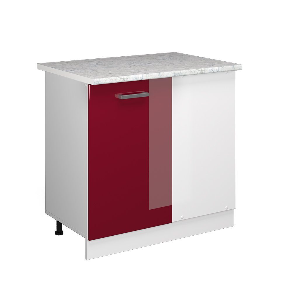 Vicco Eckunterschrank R-Line Bordeaux Hochglanz/Weiß 86 cm AP Marmor günstig online kaufen