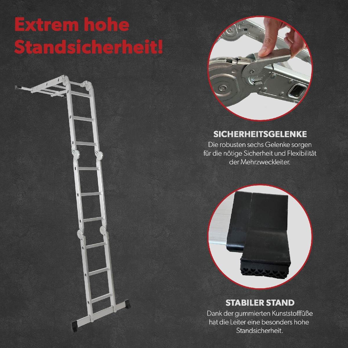 siwitec multi-purpose ladder, aluminum, 3x4 ladder, scaffolding, stepladder, 339 cm telescopic ladder