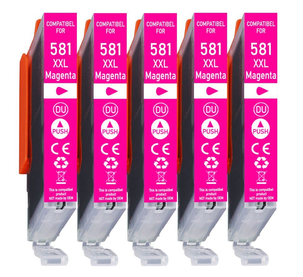 Druckerparadies 5er Sparpack Magenta für Canon 581 XXL Druckerpatronen Tintenpatrone (5-tlg., TS6150 TS6151 TS6240 TS6241 TS6250 TS6251 TS6350 TS6351 TS705)