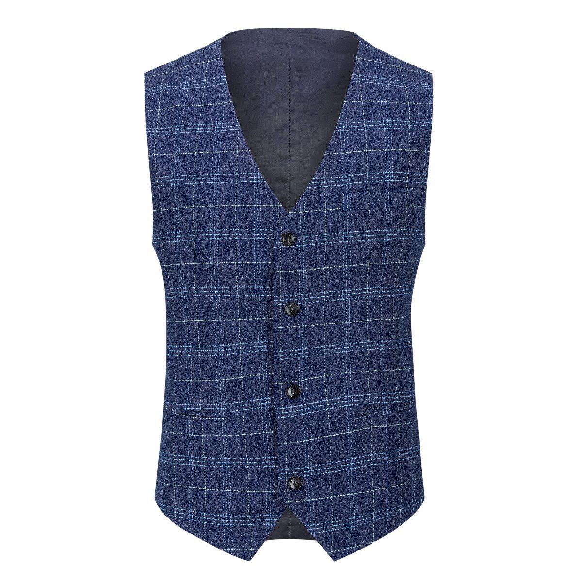 Allthemen Anzug (3 tlg) Slim Fit karierter Herrenanzug mit einem Knopf