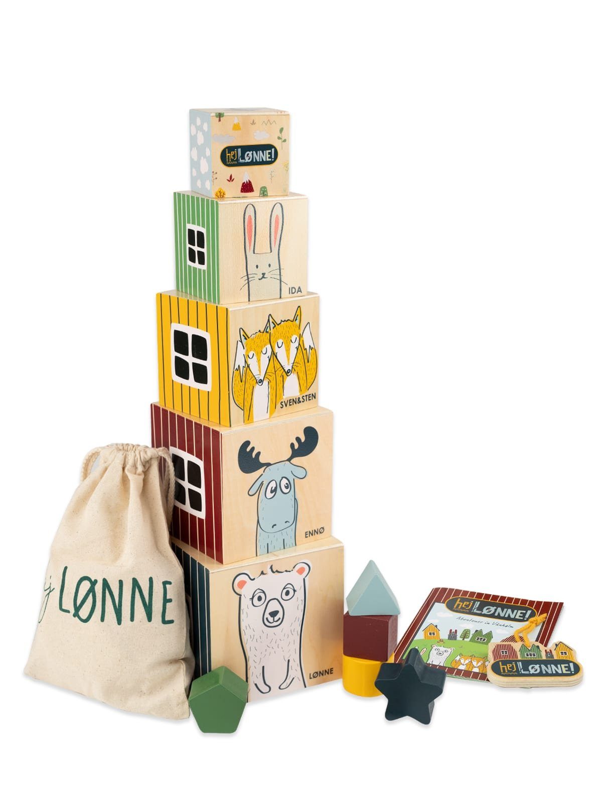 Hej Lønne Stapelspielzeug Stapelturm Würfel Kinder Игрушки, Holz Stapelwürfel zur Förderung von Motorik und Zahlenverständnis