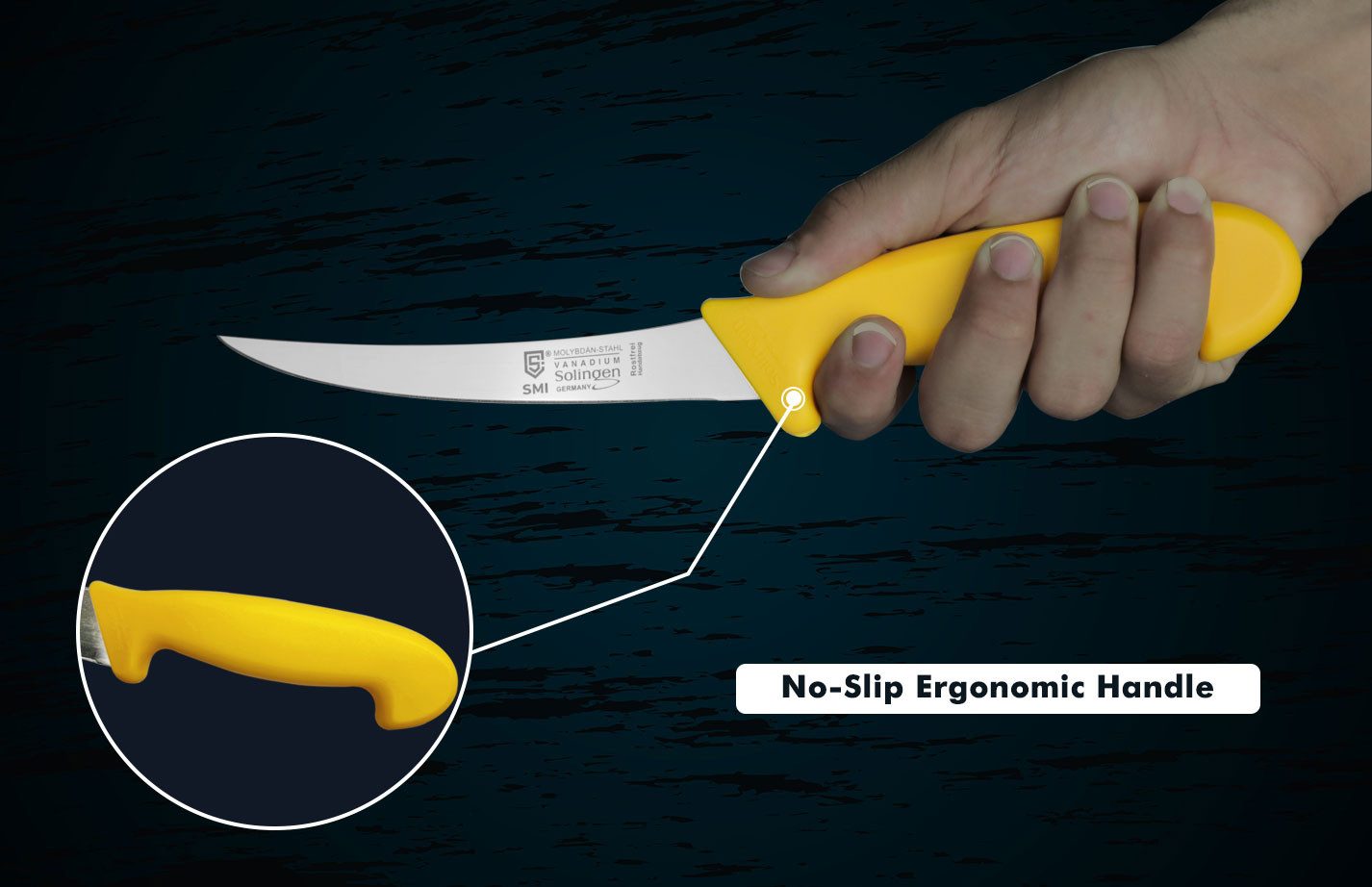 SMI Ausbeinmesser 6 Zoll Küchenmesser Solingen gebogen Metzgermesser Fleischmesser – Bild 5 von 5