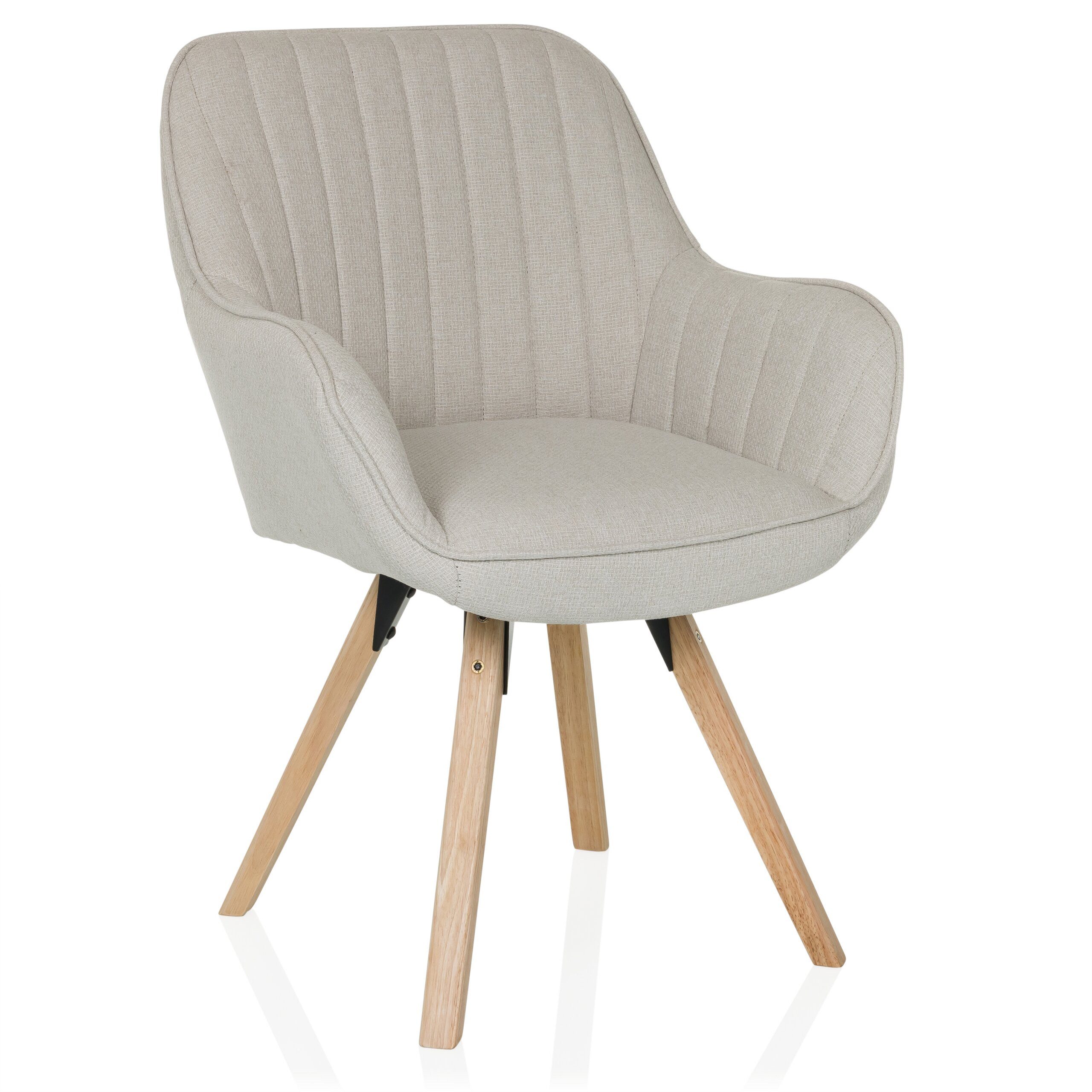hjh LIVING Esszimmerstuhl SCANDI SOFT Stuhl gepolstert Stoff mit Armlehnen 1 (1 St), Stuhl im Scandi-Look, Sitz drehbar, bequem gepolstert, Holzfußkreuz