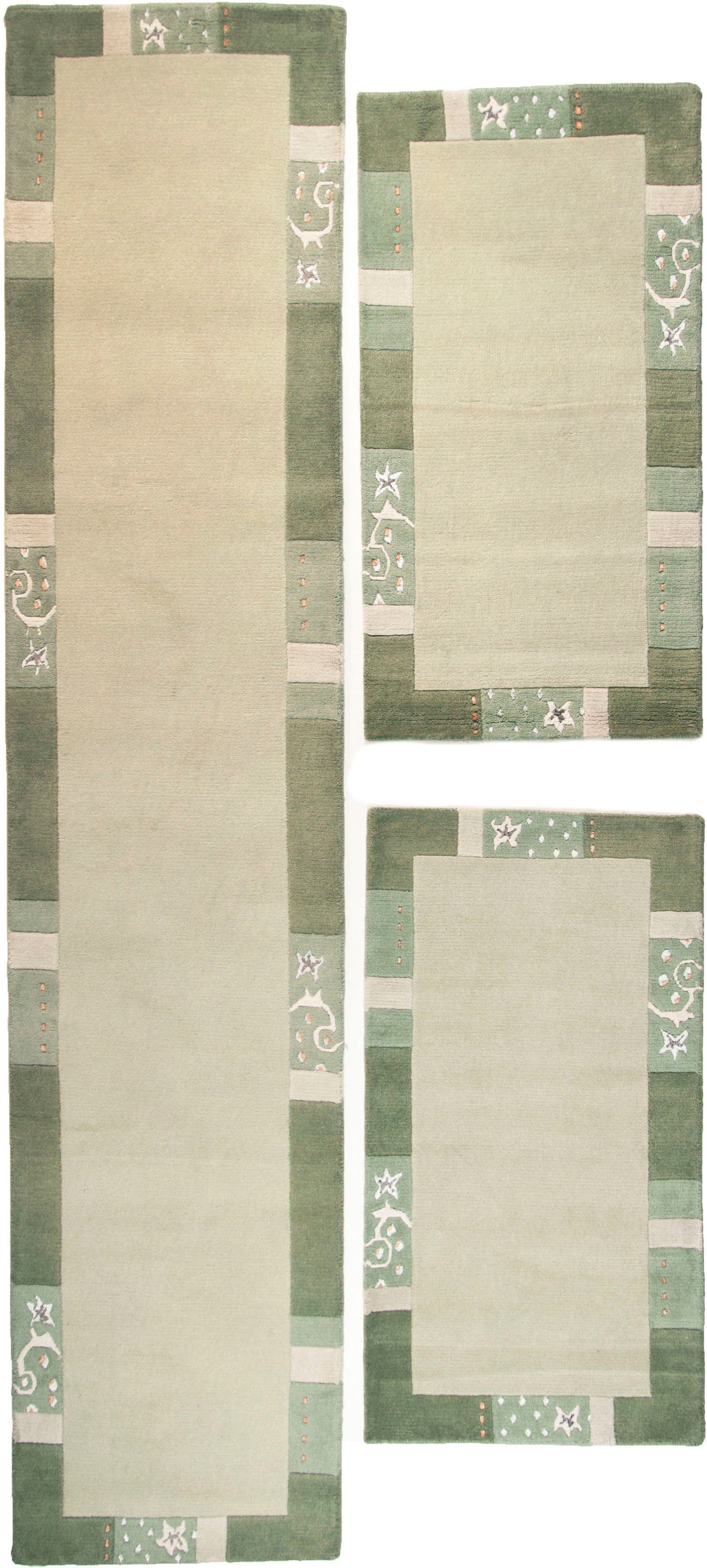 THEKO Bettumrandung Royal Ganges, Höhe 13 mm, (3-tlg), Bettvorleger, 3-teiliges Läufer-Set fürs Schlafzimmer, 100% Wolle