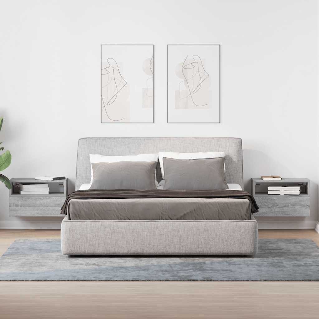vidaXL Nachttisch Wand-Nachttische 2 Stk. Grau günstig online kaufen