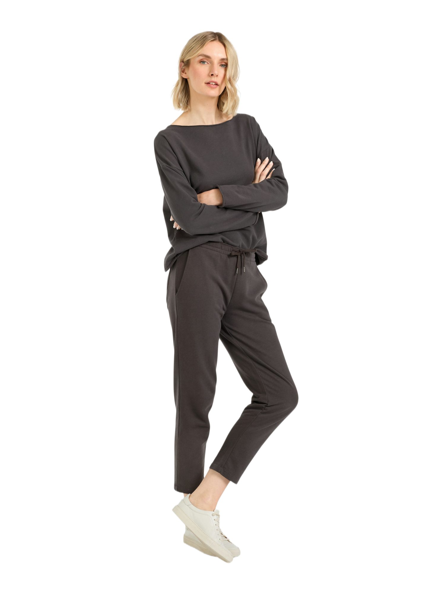 Juvia Stoffhose grau, Indoor, Baumwolle, Unifarben, Casual Fit, Mittel