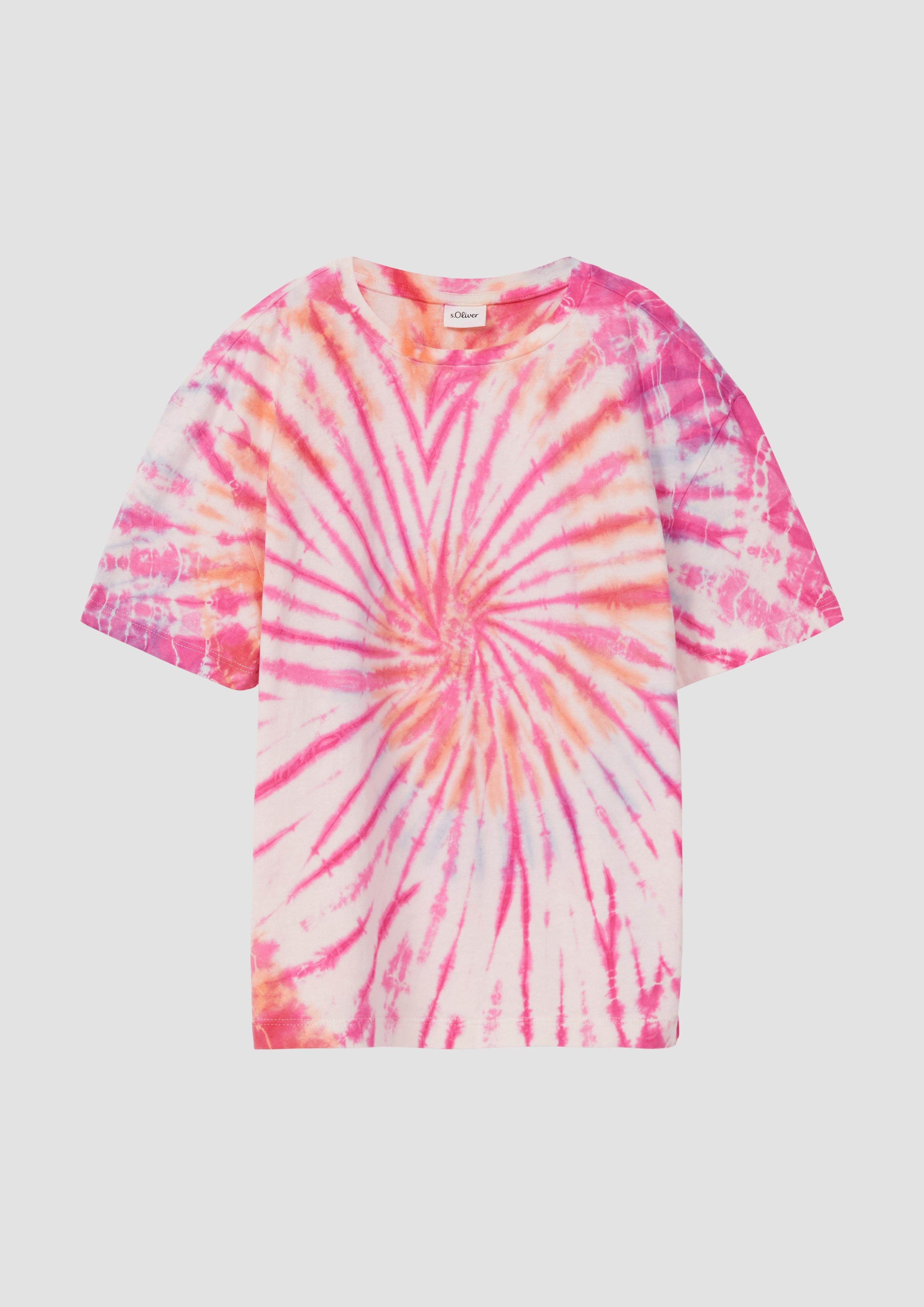 s.Oliver Kurzarmshirt T-Shirt im Boxy Fit mit Batikmuster