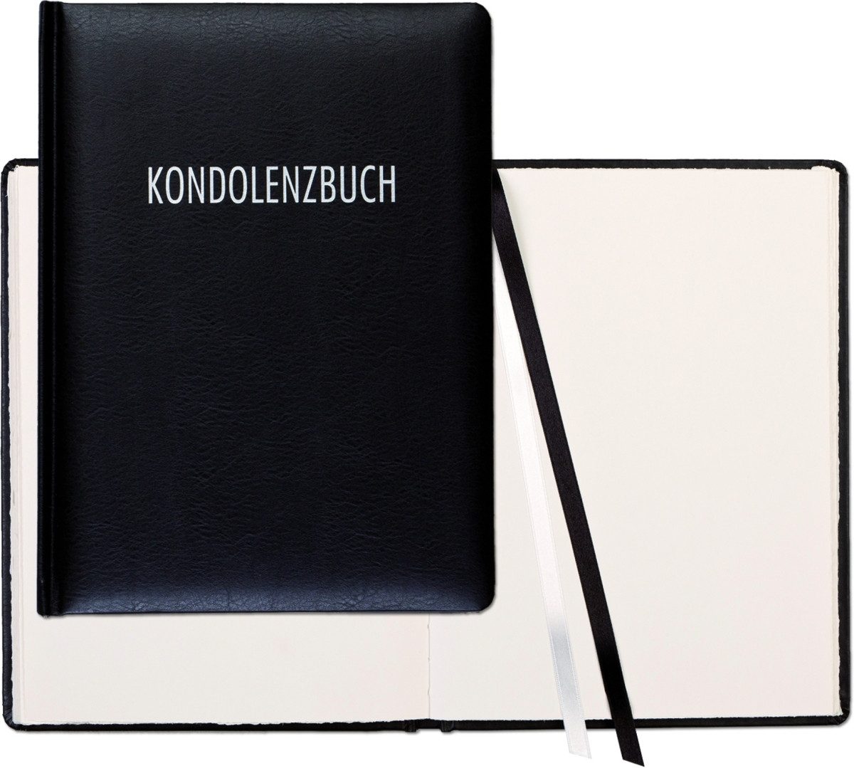 GÜSS Kalender Notizbuch Kondolenzbuch A4 Leder schwarz 30 Seiten Büttenpapier