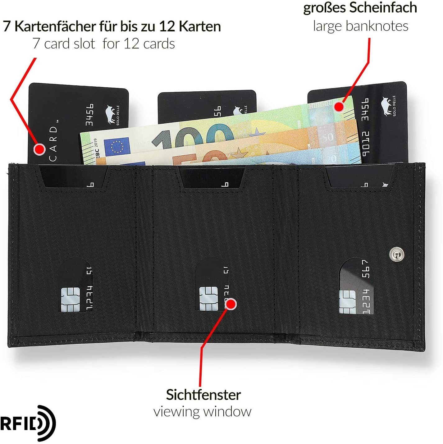 Solo Pelle Brieftasche Slim Wallet mit Münzfach [12 Karten] Slimwallet Riga günstig online kaufen