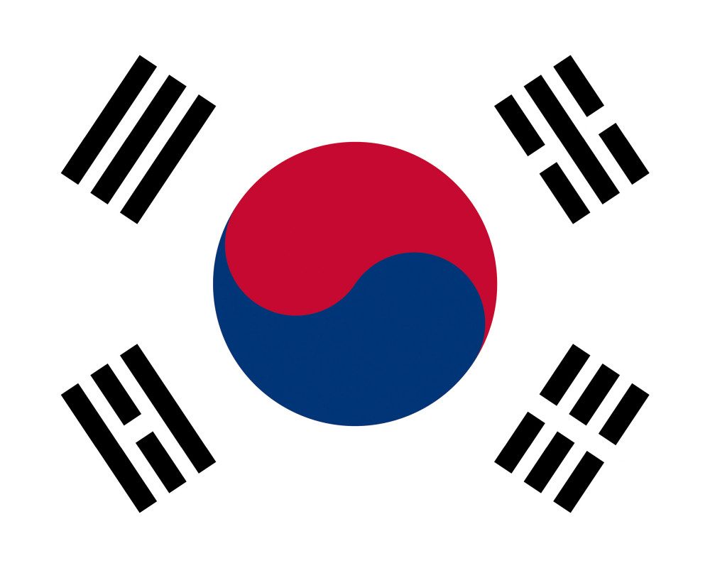 1art1 Poster Südkorea Kunstdruck Bild - Flaggen Der Welt (40 x 50 cm)