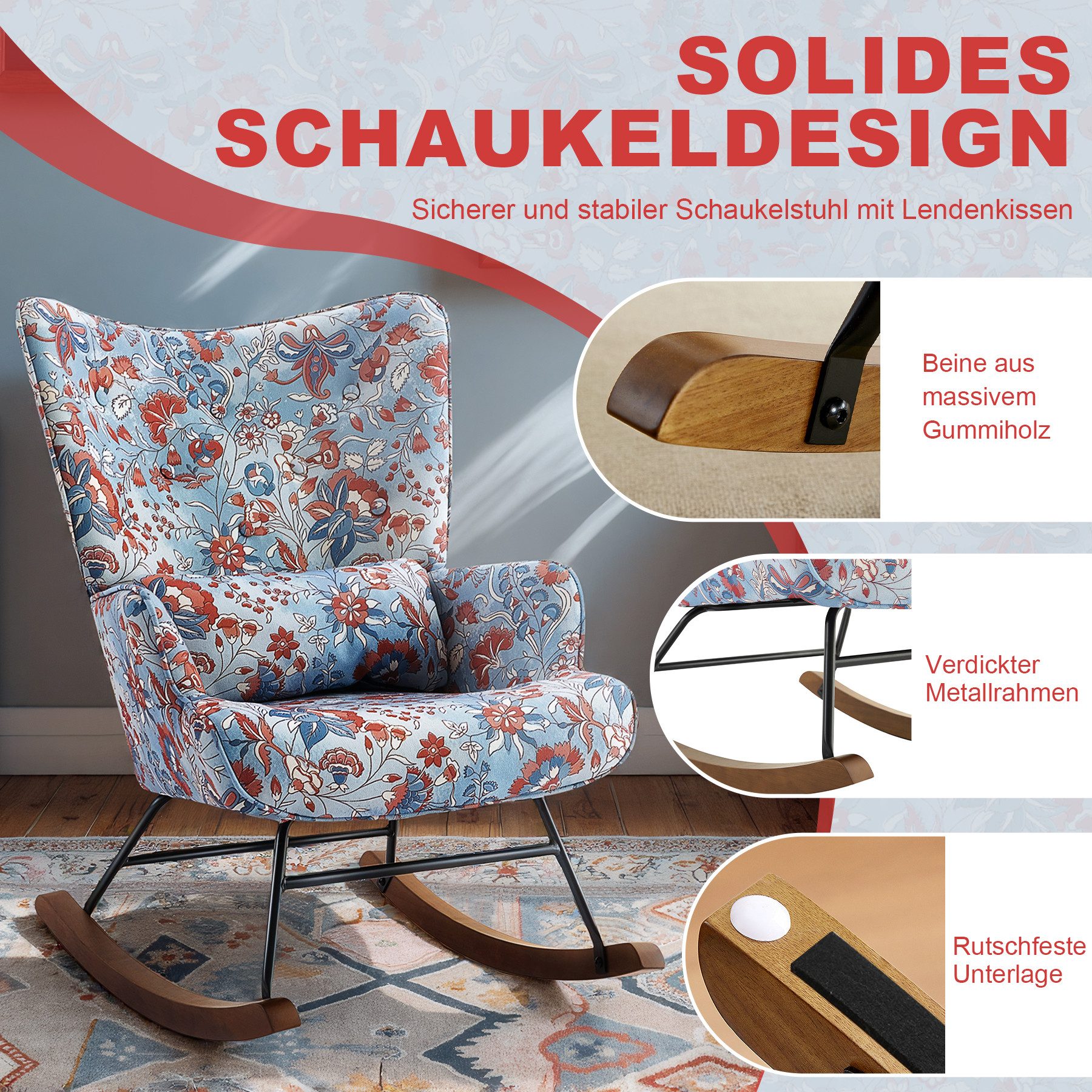 HomeMiYN Schaukelstuhl Schaukelstuhl Patchwork Sessel Schwingsessel günstig online kaufen