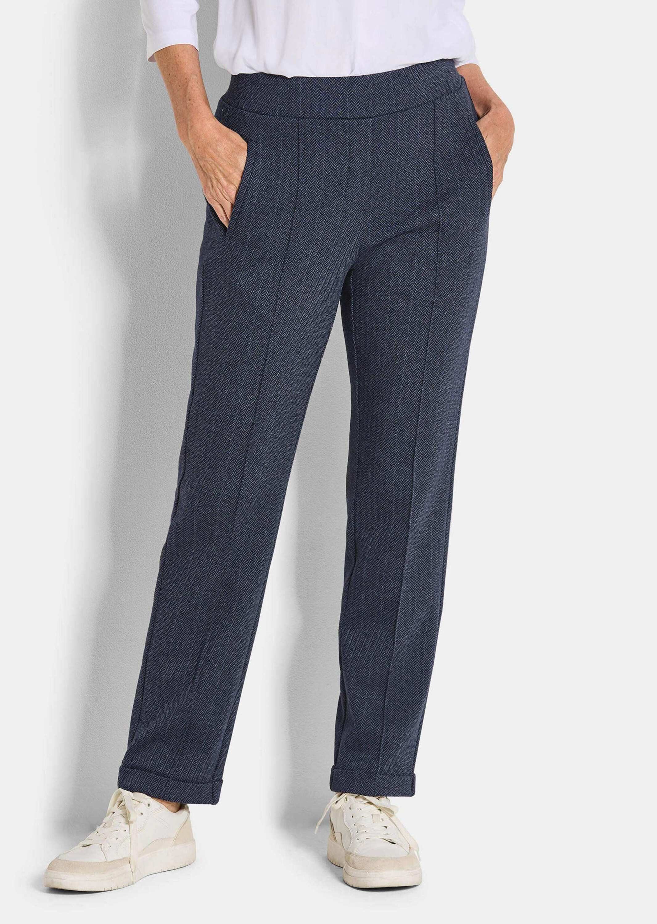 GOLDNER Schlupfhose Kurzgröße: Businesshose CARLA mit Fischgrätmuster Stret günstig online kaufen